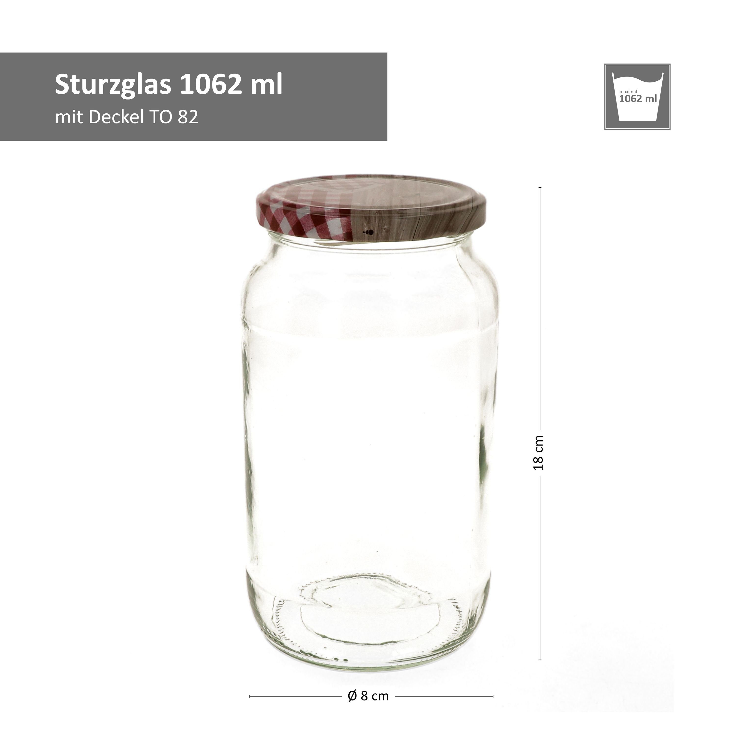 Einmachglas Rundglas Herz 12er To incl. rot ml 82 Deckel Set Holz Rezeptheft, 1062 MamboCat Glas
