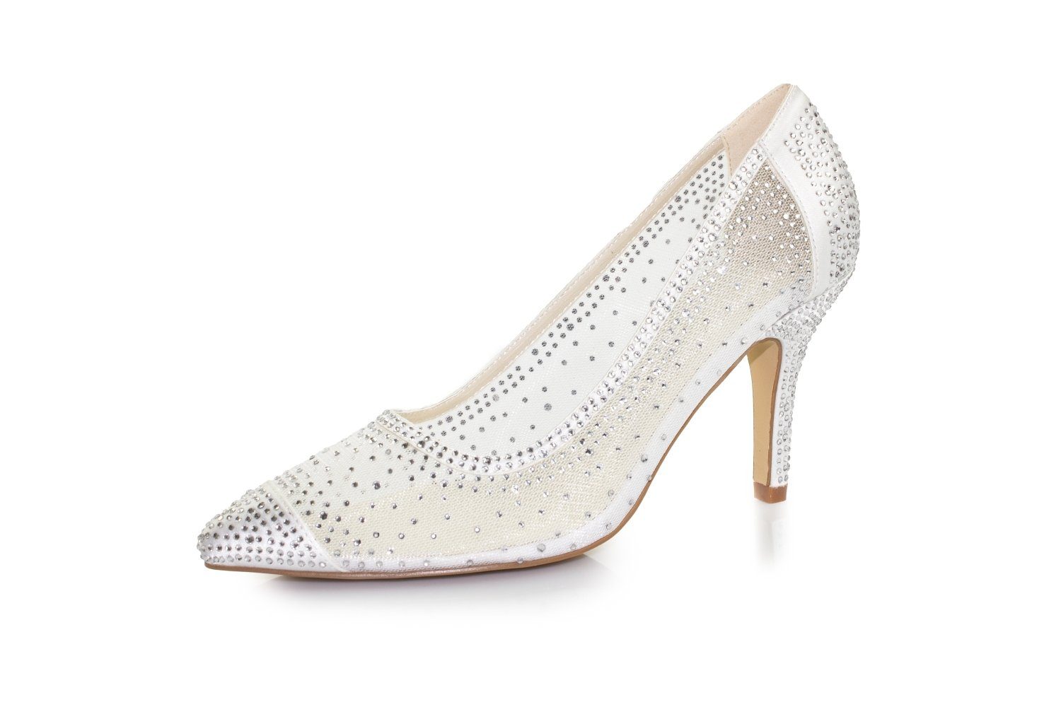 White Lady 930 ivory Mesh-Strass - Brautschuh Pumps