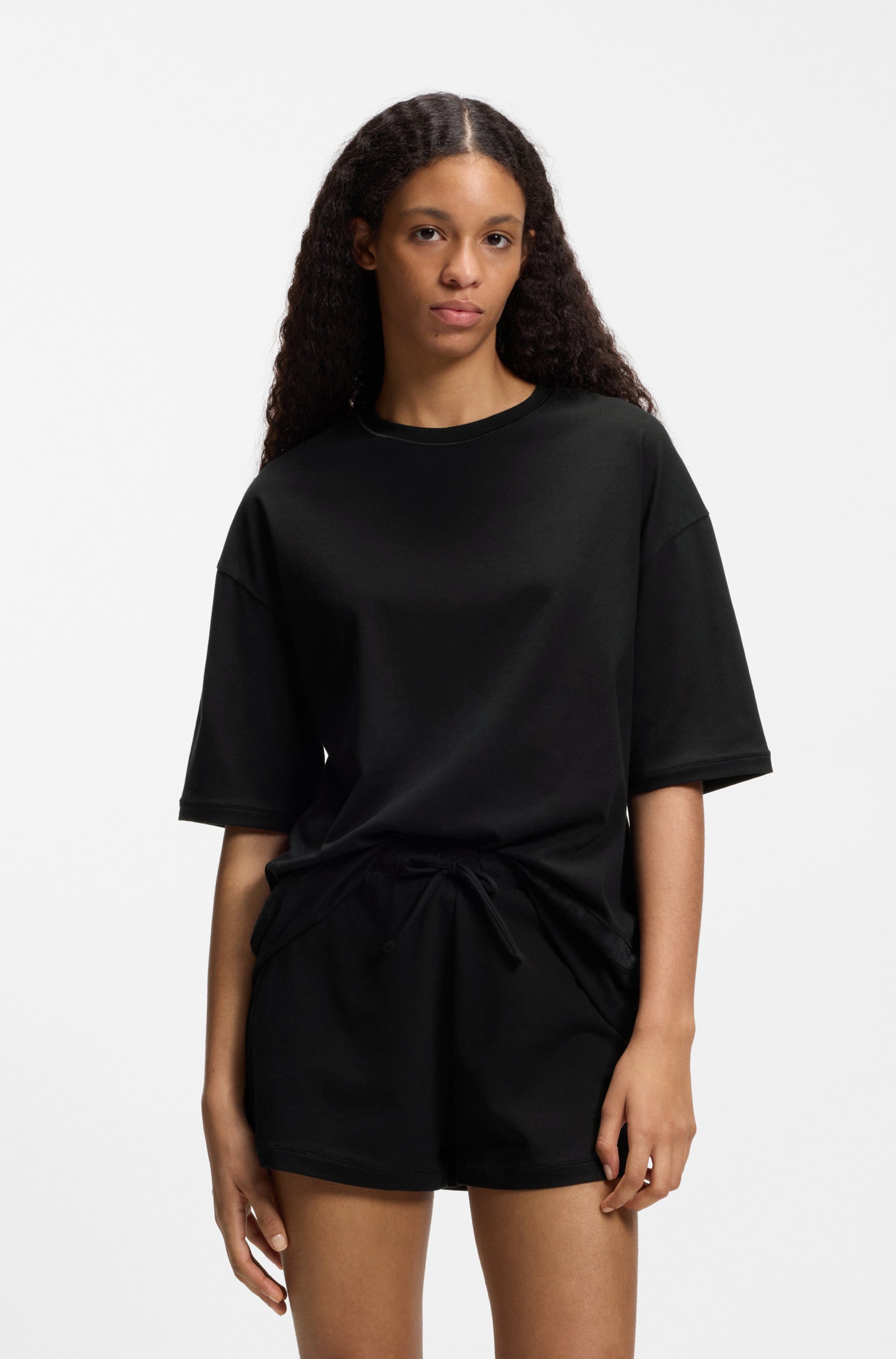 HUGO Pyjama MESH LOGO SHORT-SET (Set, 2 tlg) Stretch-Baumwolle im Relaxed Fit