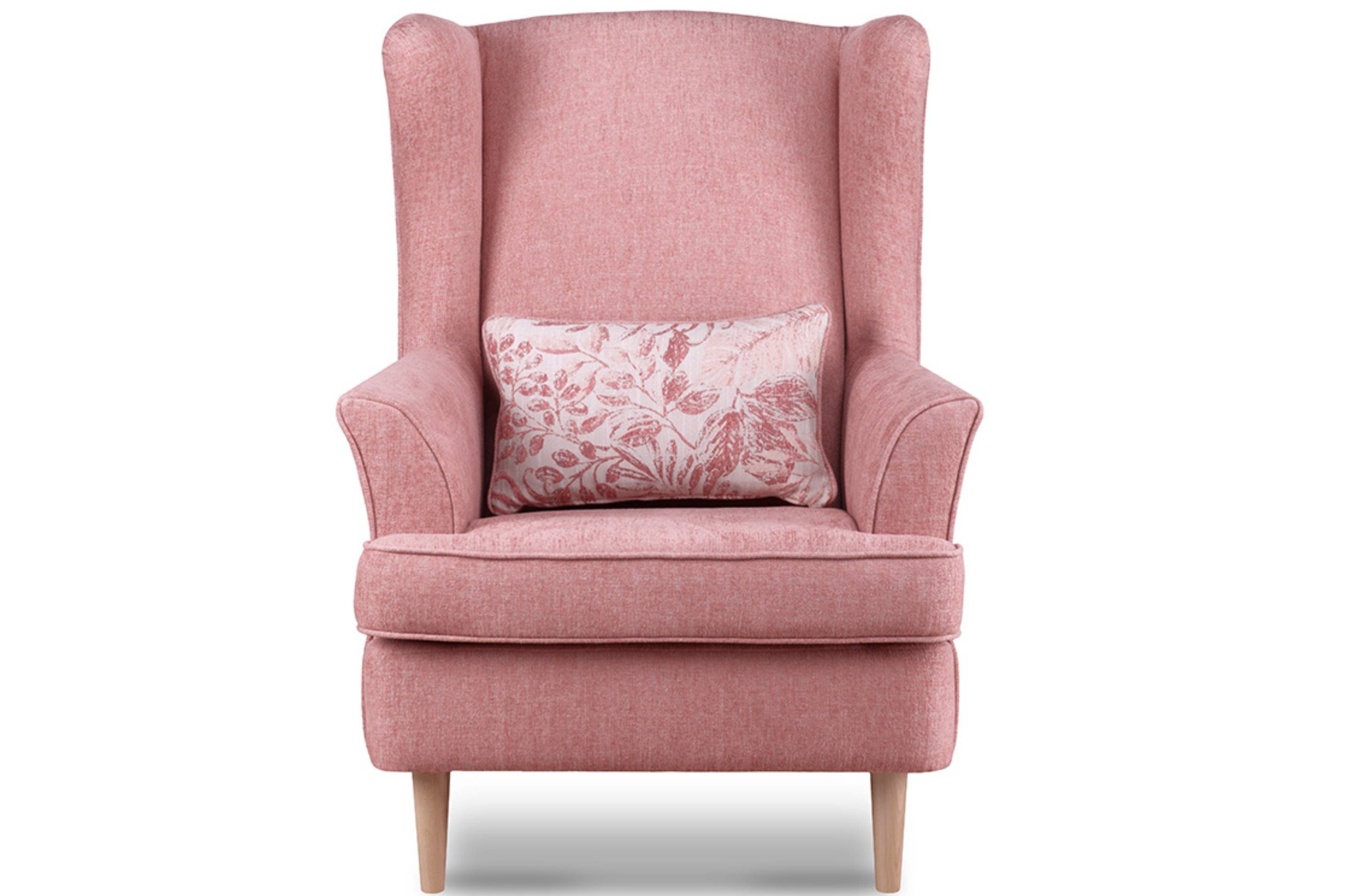 Konsimo Ohrensessel STRALIS Sessel inklusive Hocker, Kissen mit zeitloses Design, hohe dekorativem Füße