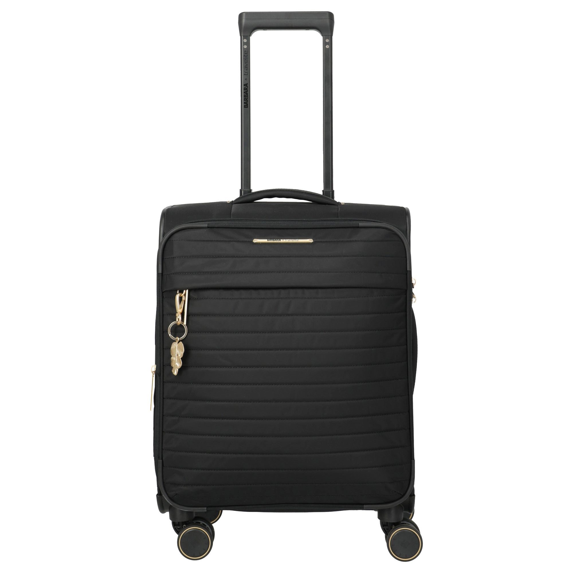 Koffer BARBARA Stepp - 4-Rollen-Trolley S 55 cm erw. (schwarz, 55 cm)