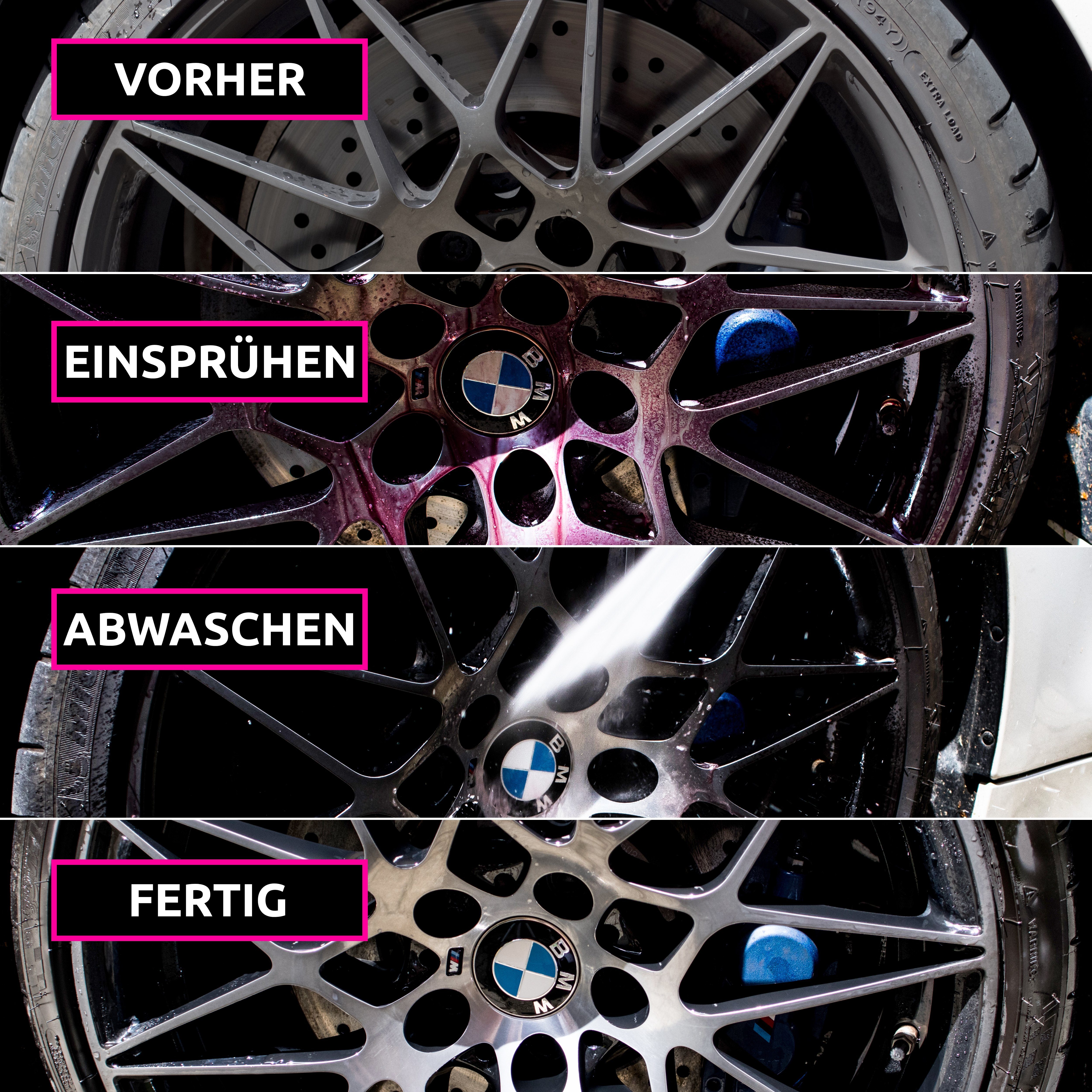 Reifen- Gummipflege) Premium deiner Alufelgen und Reifen und Cleaneed Felgen Waschset für Felgenbürste Pflege und die Teile] Alles [3 Felgenreiniger und Felgenreiniger, Reinigung Auto (3-St.