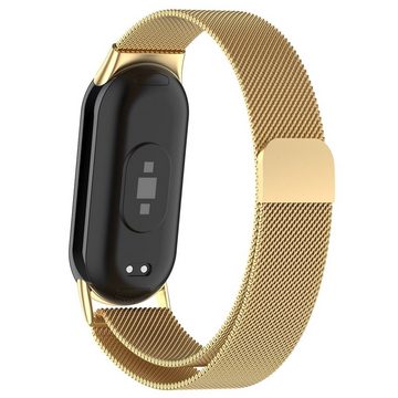 Wigento Smartwatch-Armband Milanese Uhrenarmband mit Magnetverschluss für Xiaomi Mi Band 8 Gold