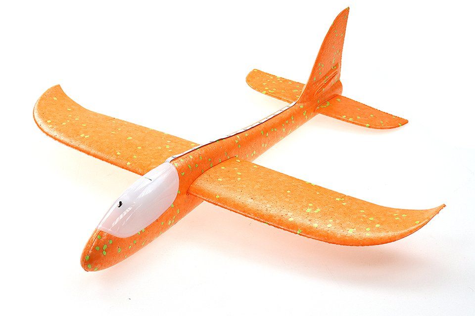 ELLUG Spielzeug-Segelflieger großes XXL Segelflugzeug Segelflieger aus Styropor mit LED Beleuchtung 49*48*12,5cm Flugzeug Flieger Outdoor-Sport Wurf-Spielzeug