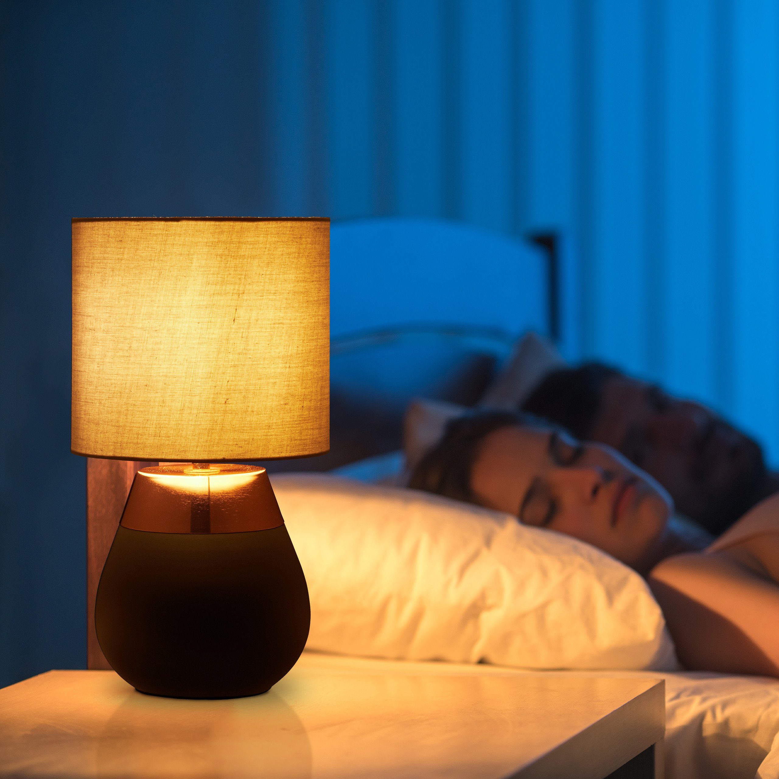 relaxdays Nachttischlampe Touch oval, Kupfer günstig online kaufen