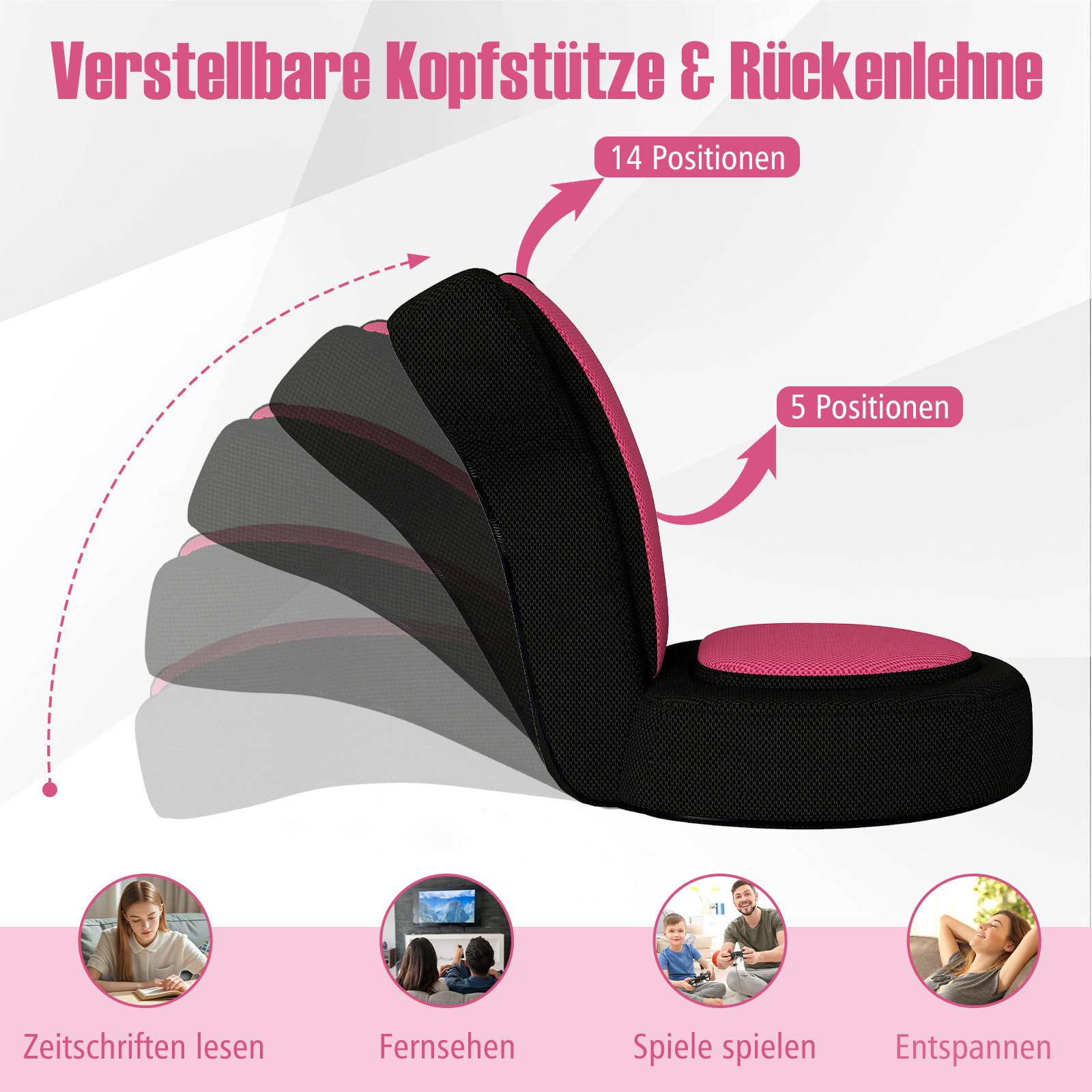 COSTWAY Relaxsessel, Bodensessel mit verstellbarer Rückenlehne, Lounge gepolstert