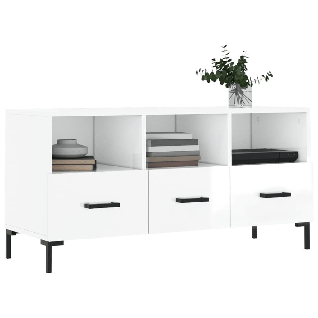 (1-St) Hochglanz-Weiß vidaXL cm TV-Schrank TV-Schrank Holzwerkstoff 102x36x50