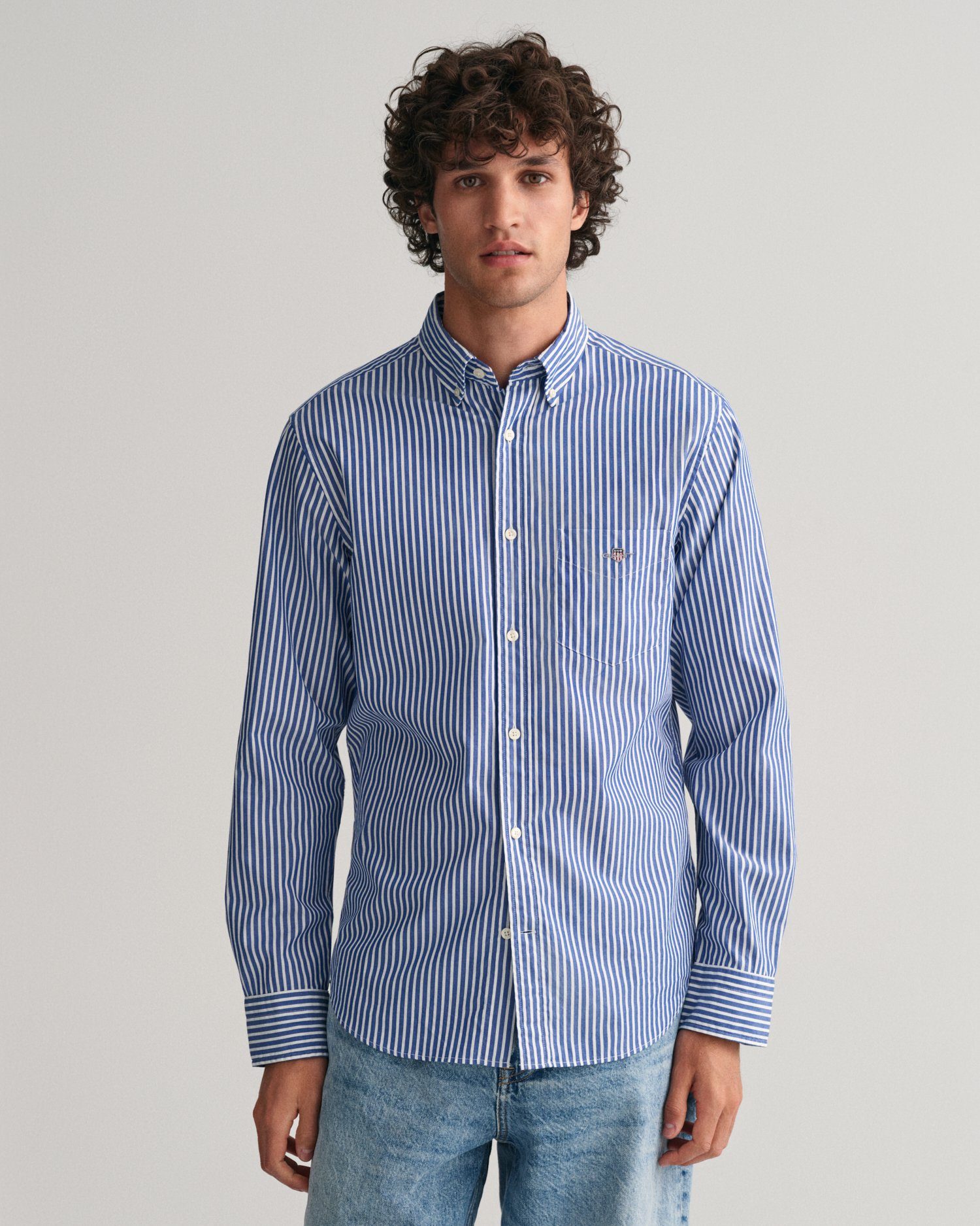 Gant Langarmhemd REG POPLIN STRIPE SHIRT CollegeBlue(436)