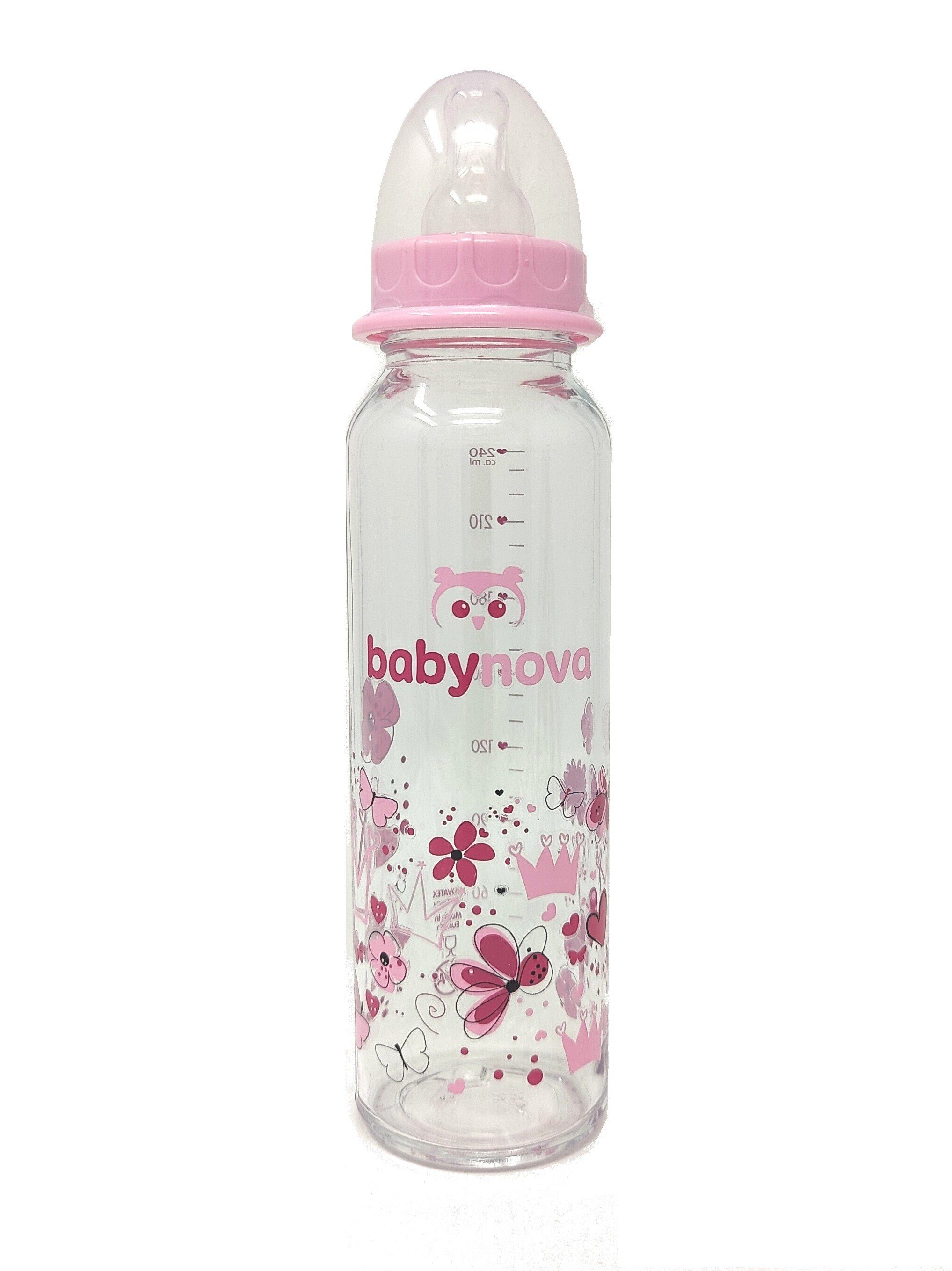 Babyflasche Glasflasche Schmalhals Baby-Nova Rosa Flasche 240ml Standart