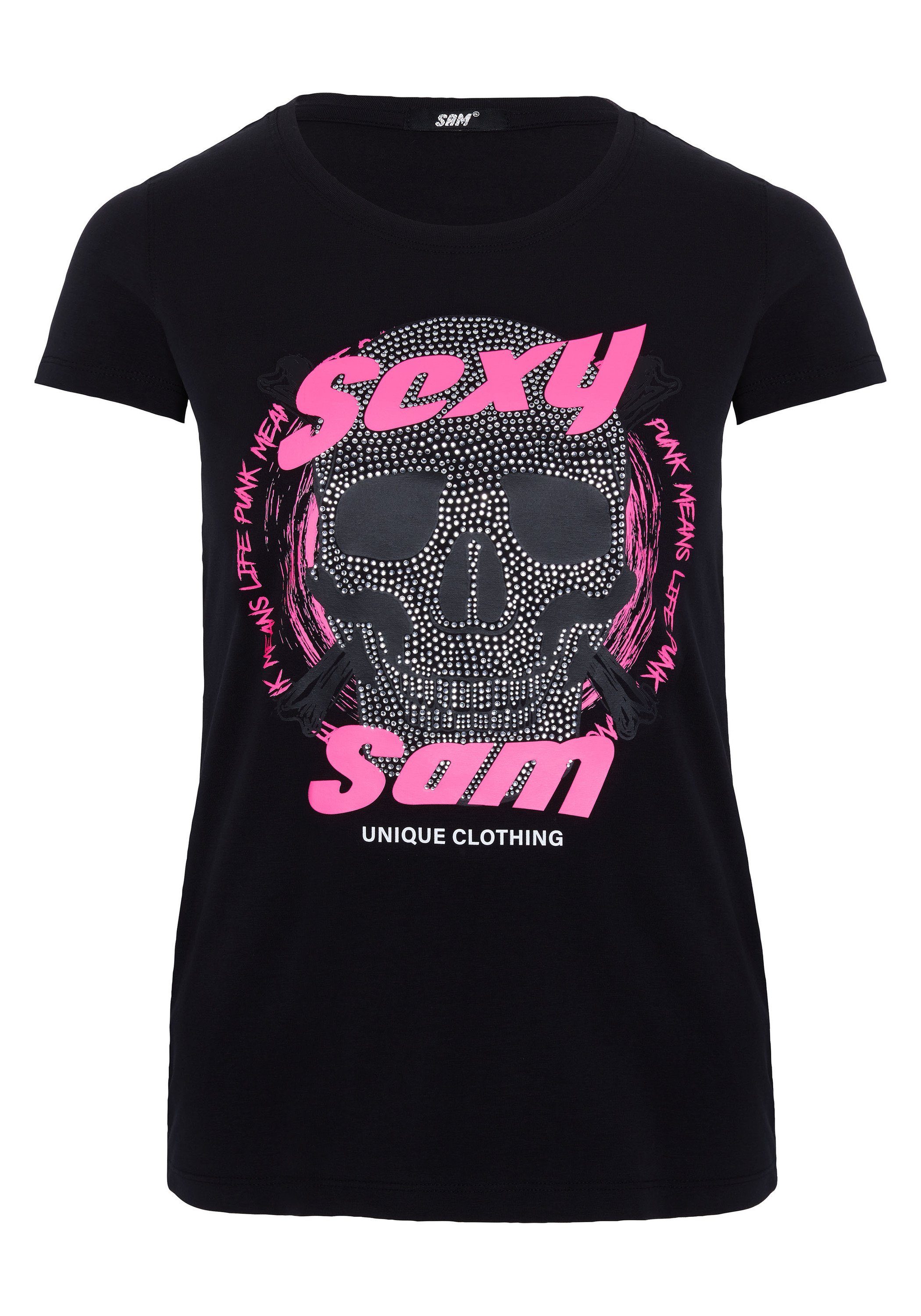 Uncle Sam Print-Shirt mit großflächigem Totenkopfdesign 19-3911 Deep Black