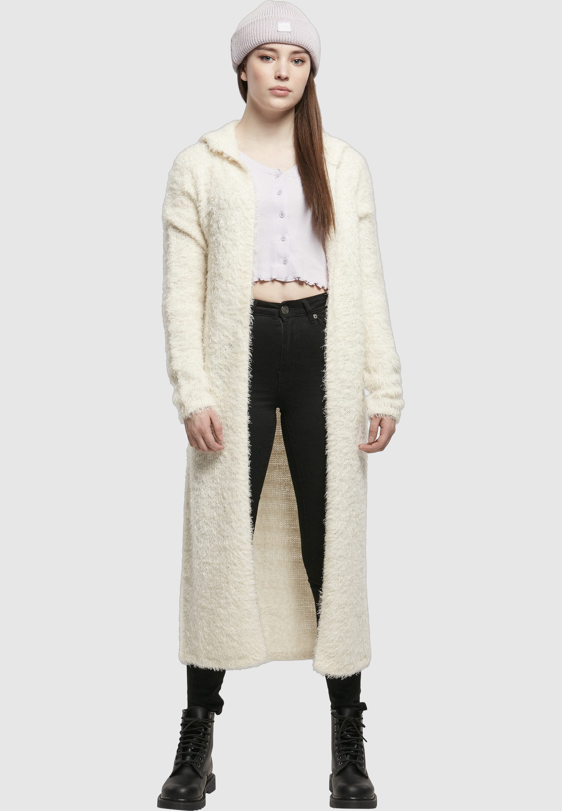 URBAN CLASSICS Cardigan Urban Classics Damen Ladies Hooded Feather Cardigan (1-tlg)
