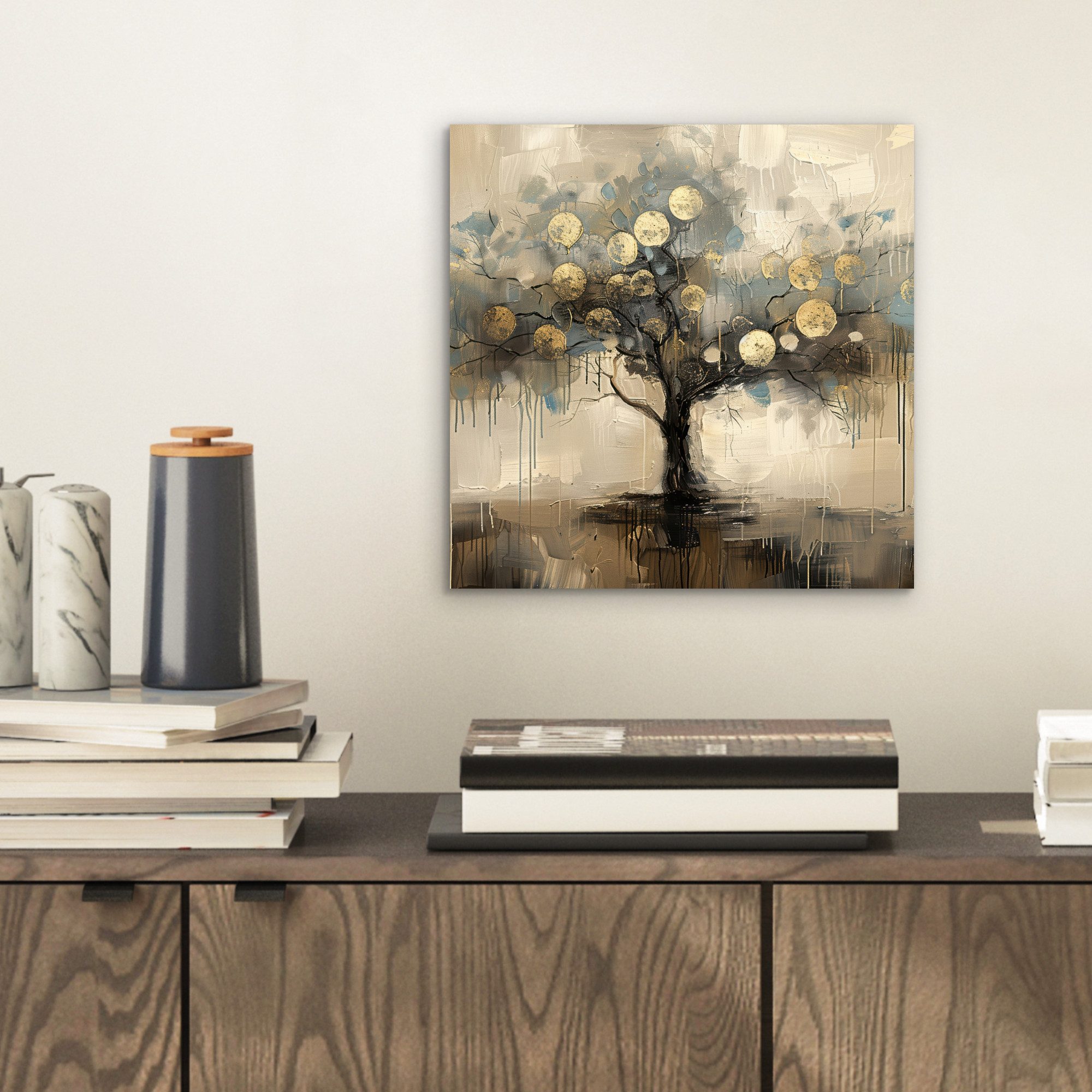MuchoWow Metallbild Beige - Abstrakt - günstig online kaufen