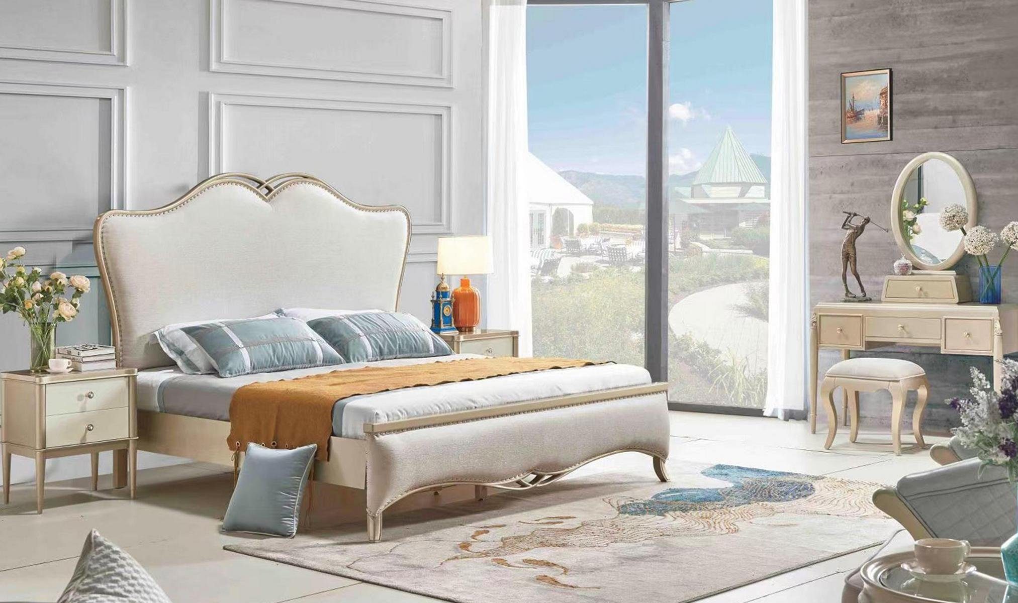 JVmoebel Bett, Bett + 2x Nachttische 3 tlg. Schlafzimmer Set Design Modern Luxus