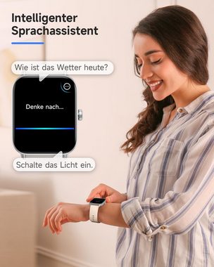 TOOBUR für Damen mit Alexa und Telefonfunktion IP68 Wasserdicht Smartwatch (1.8 Zoll, A), mit 100 Sports, 24/7 Puls, Schrittzähler und Fitness-Tracker
