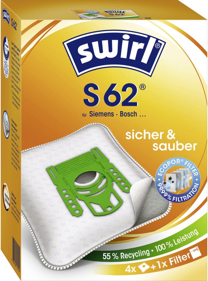 Swirl Staubsaugerbeutel Swirl S 62 EcoPor Staubsaugerbeutel 4 Staubbeutel