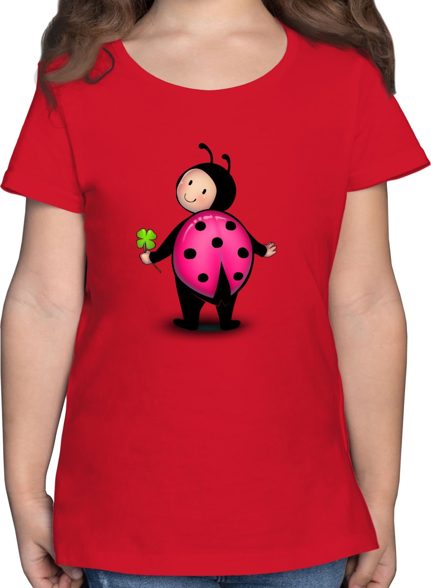 Tiermotiv Rot Animal T-Shirt - Kindergarten 1 Marienkäfer Fasching Shirtracer Kinder Karneval Print