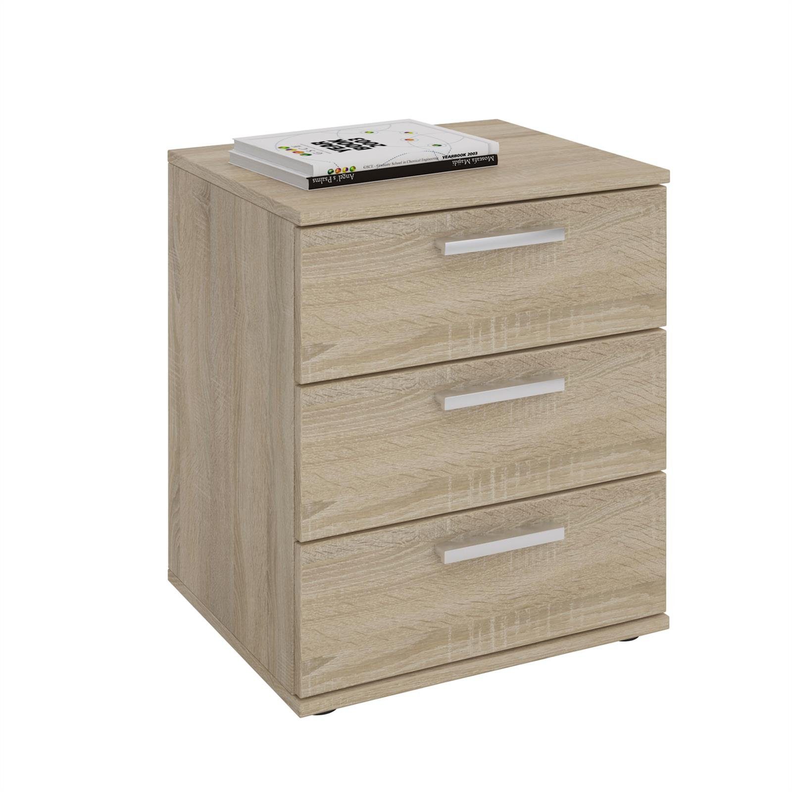 CARO-Möbel Nachtkommode MARIELLA, Nachttisch Nachtschrank für Boxspringbett Kommode Konsole Beistell 3 S