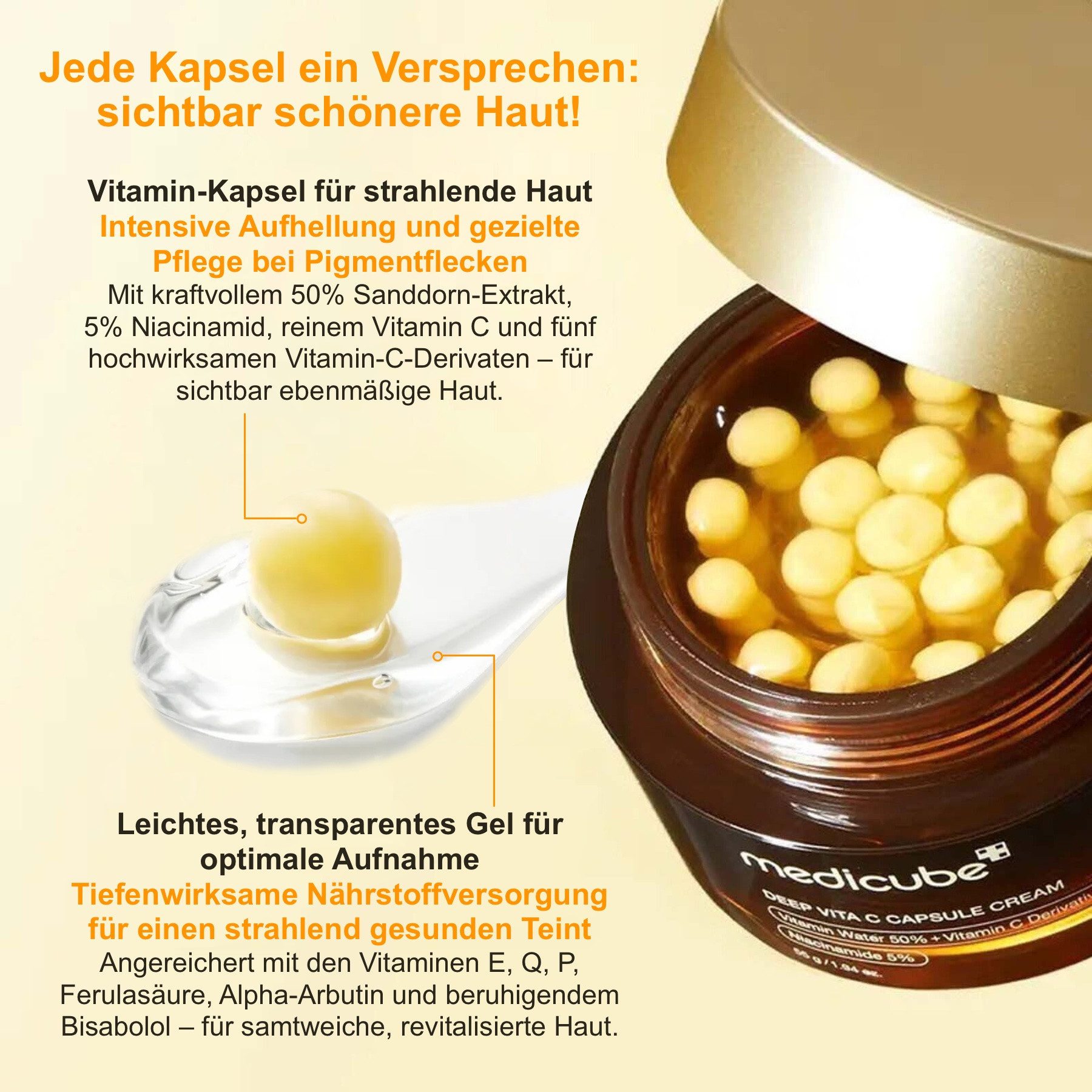 Medicube Tagescreme Aufhellende Gesichtscreme Original Medicube Deep Vita C Capsule Cream, 1-tlg., Medicube, Tagescreme, Hautpflegecreme, Tag und Nacht Creme