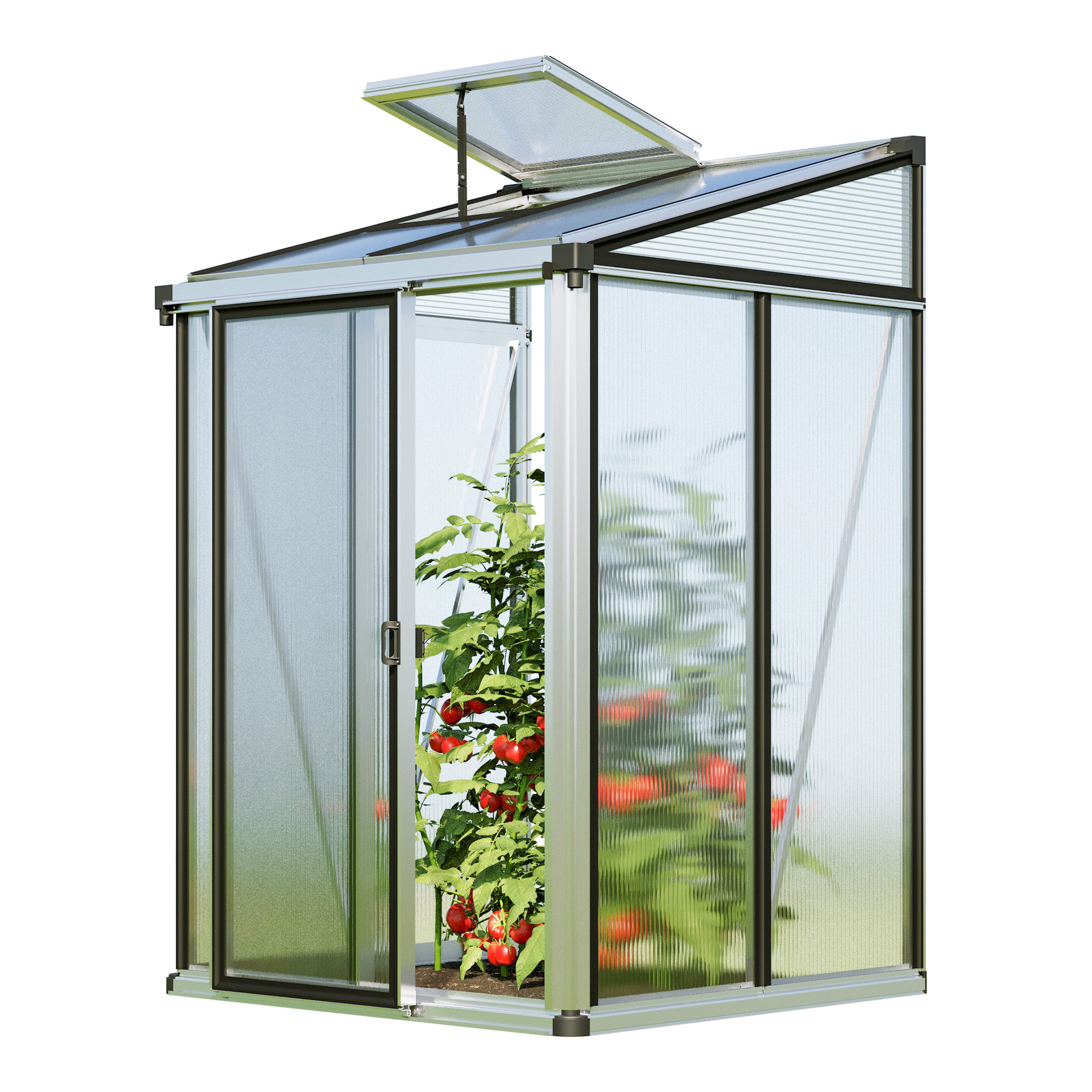 GFP Gewächshaus Anlehngewächshaus Flora 22 anthrazit, 16 mm Wandstärke