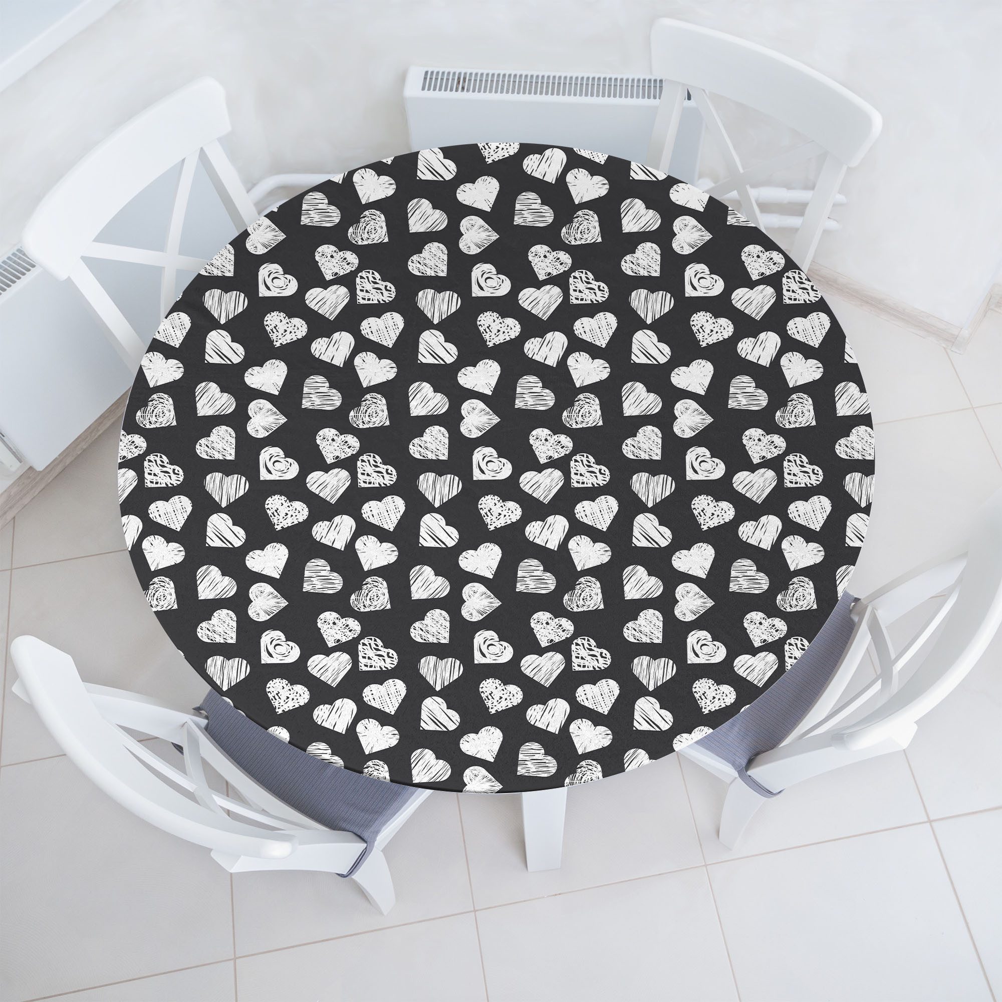 Abakuhaus Tischdecke Rundum-elastische Stofftischdecke, Valentinstag Moderne Herz-Kunst