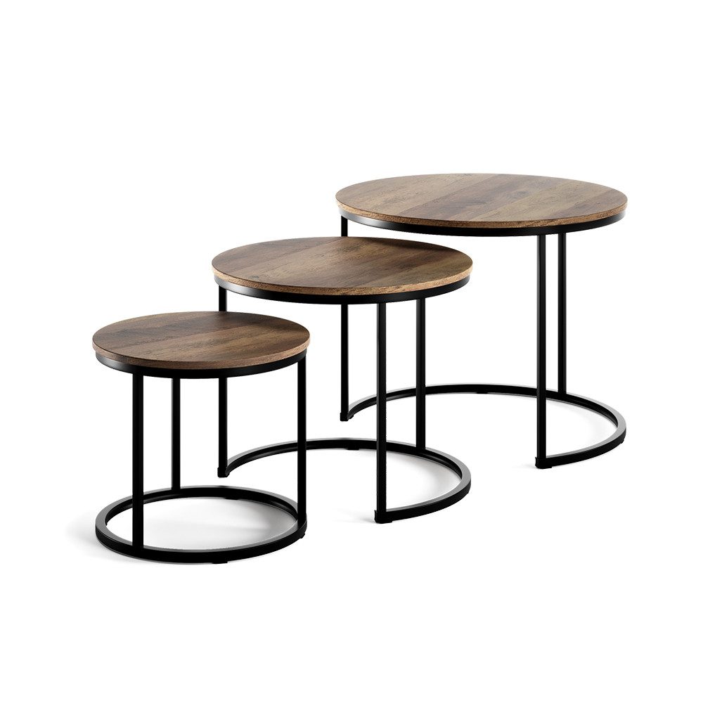 Vicco Couchtisch Montreal, Holz, 55 x 55 cm 3 Teile (3-St)