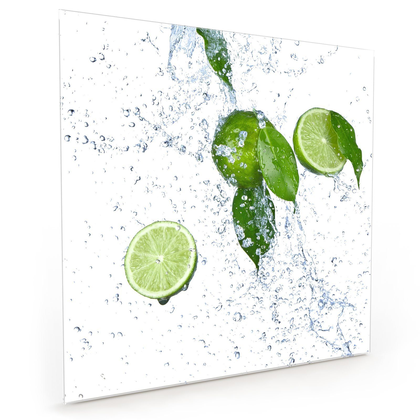 Glas Spritzschutz Limetten Wassersplash im Primedeco Küchenrückwand