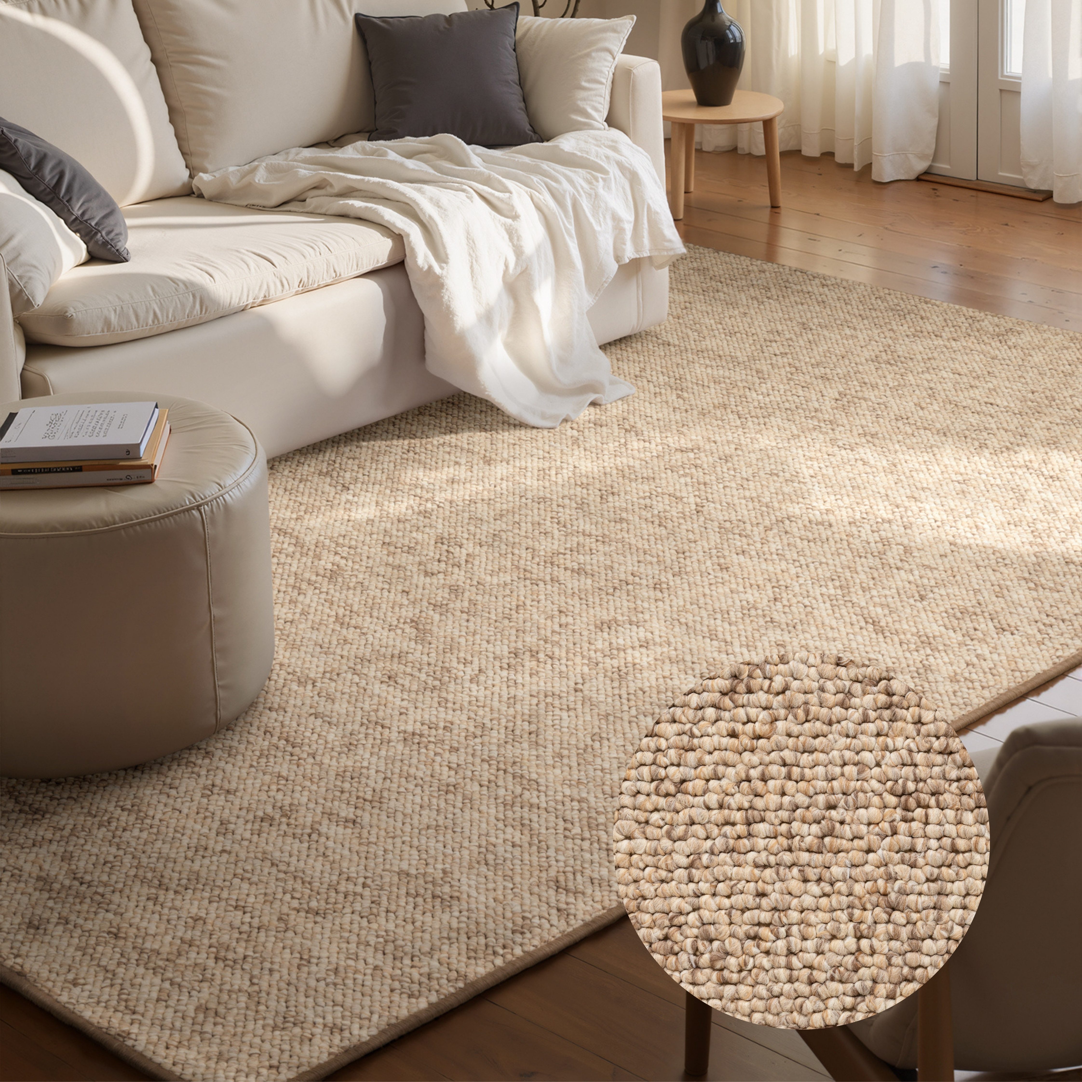HANSE Home Teppich Wolly 2, rechteckig, Höhe: 12 mm, Flachgewebe, Läufer, Skandi, Woll-Optik, Esszimmer, Wohnzimmer, Flur