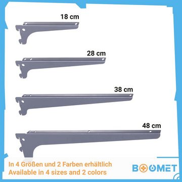 BOOMET Wandregalhalter Regalträger für Wandschienen - Farbe: Anthrazit - Größe: 18cm -, 2-tlg., Regalsystem Anthrazit 18cm Wandregalhalter Regalwinkel