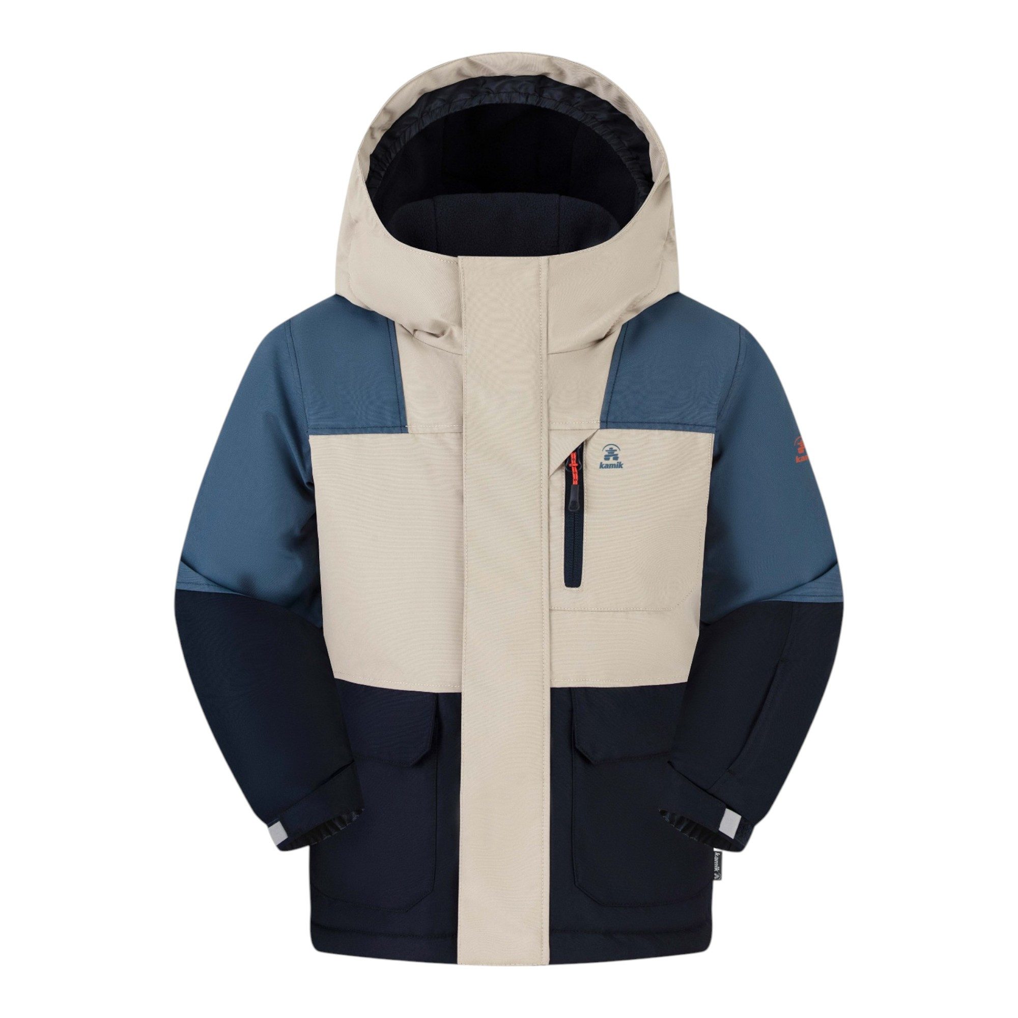 Kamik Winterjacke Gideon (wind- und wasserdicht, reflektierend) beige/blau Jungen