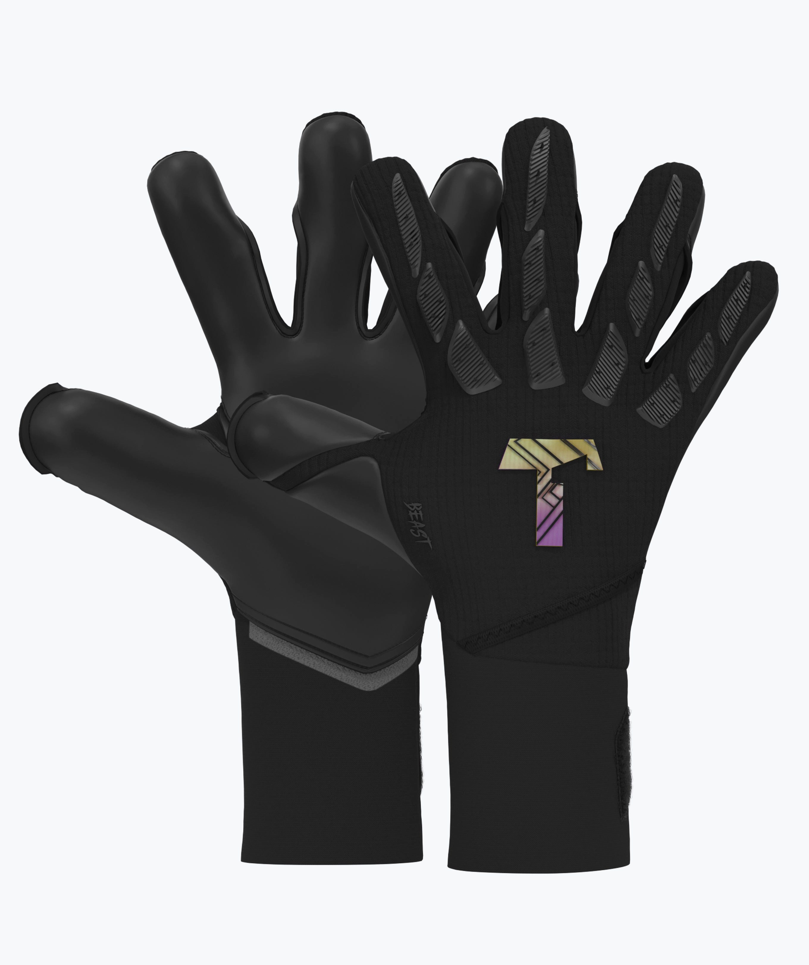 T1TAN Torwarthandschuhe Erwachsene Beast 4.0 Vampire Black mit Fingerschutz, Größe 6-11