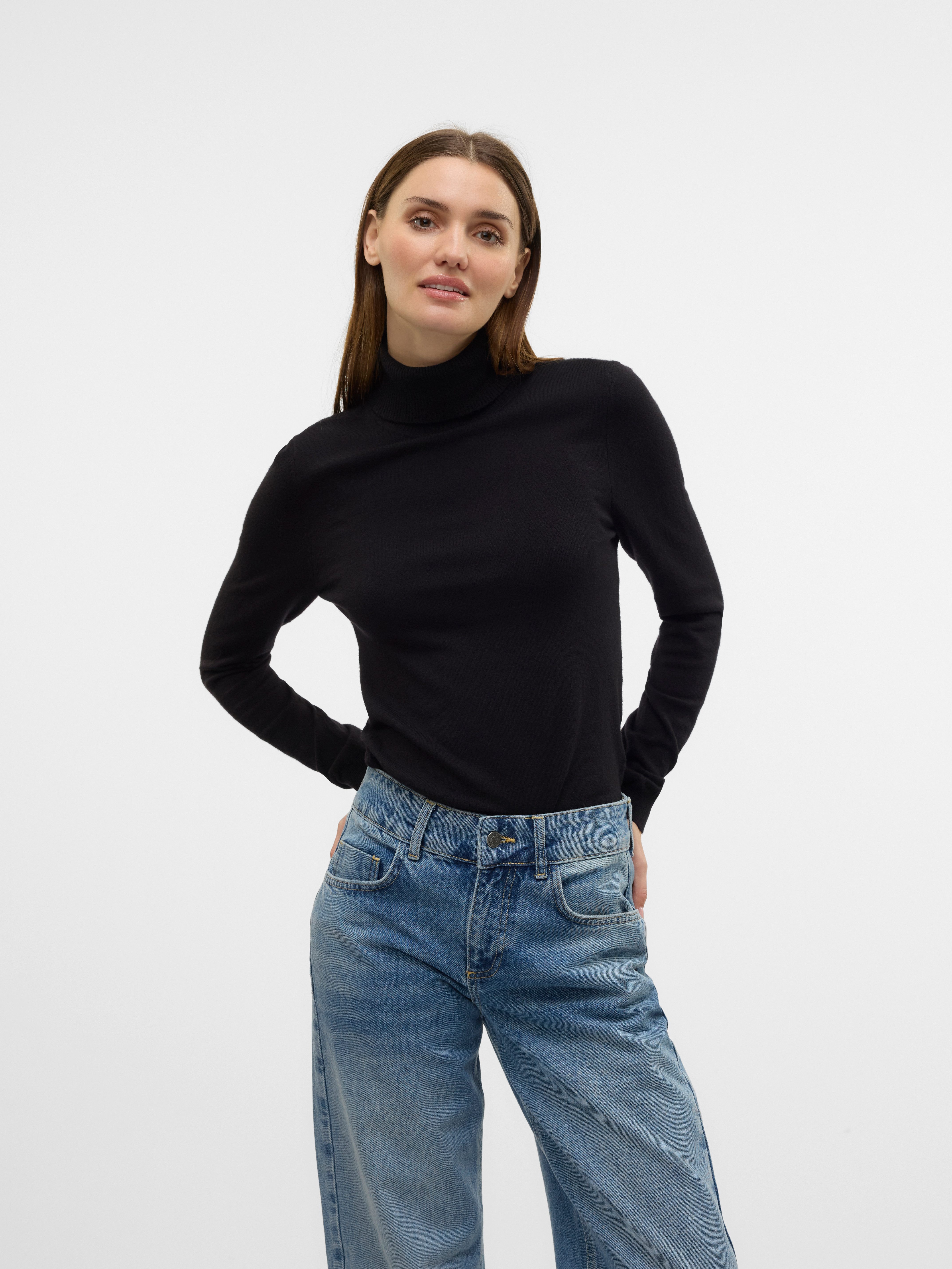 Vero Moda Rollkragenpullover VMHAPPINESS LS ROLLNK PULLOVE GA BOO REP Viskosemischung, slim fit