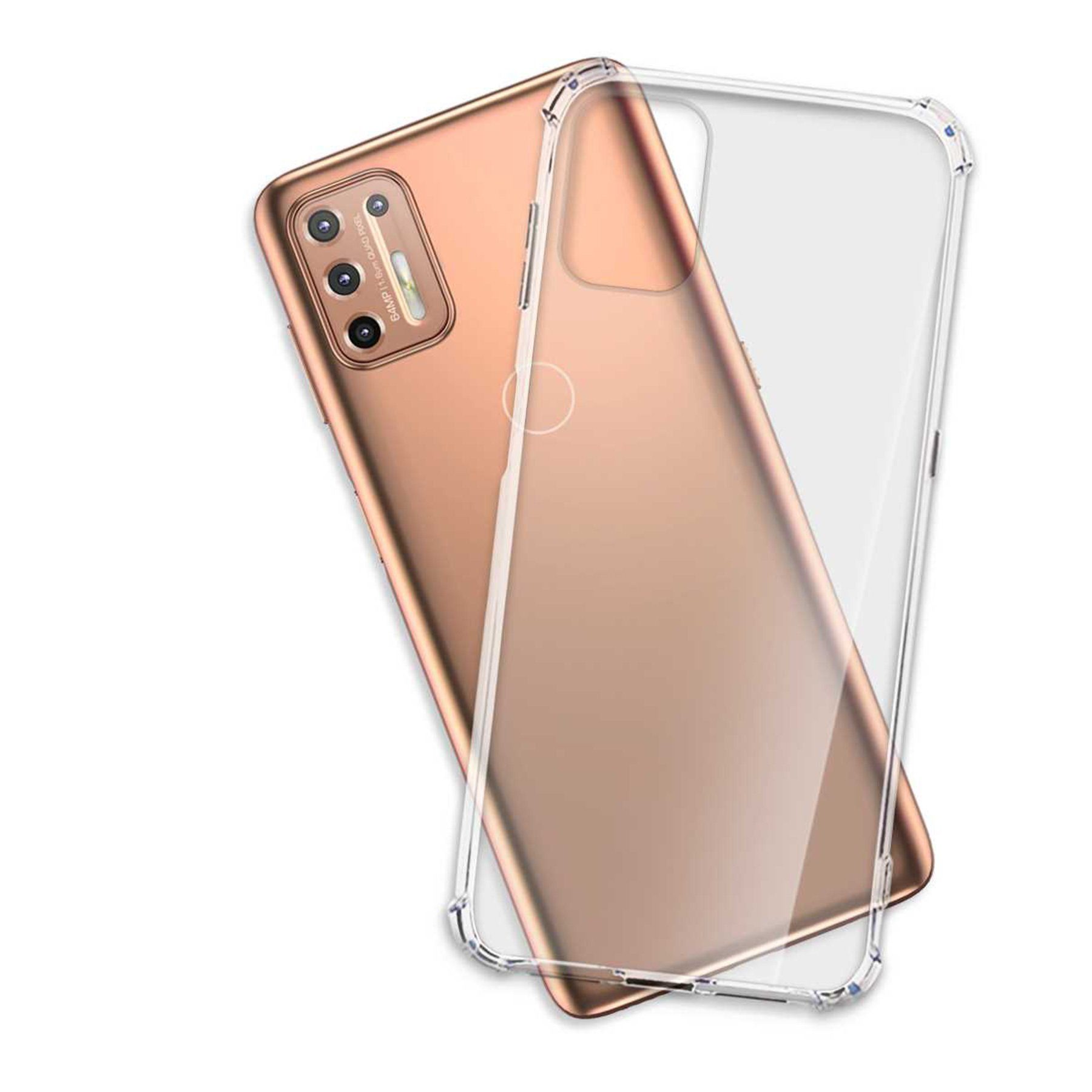 mtb more energy Smartphone-Hülle Clear Armor Case für Motorola Moto G9 Plus, Transparente TPU Schutzhülle Case Backcover mit Anti-Shock Verstärkung