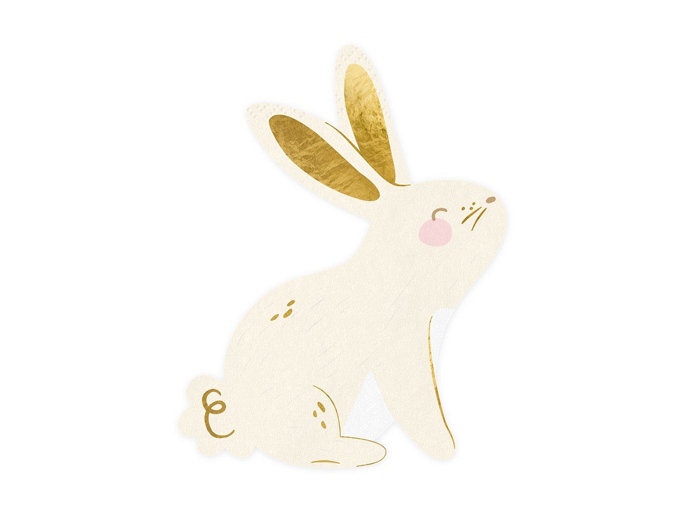 partydeco Papierserviette, Servietten Hase 12,5x16cm 20 Stück beige gold