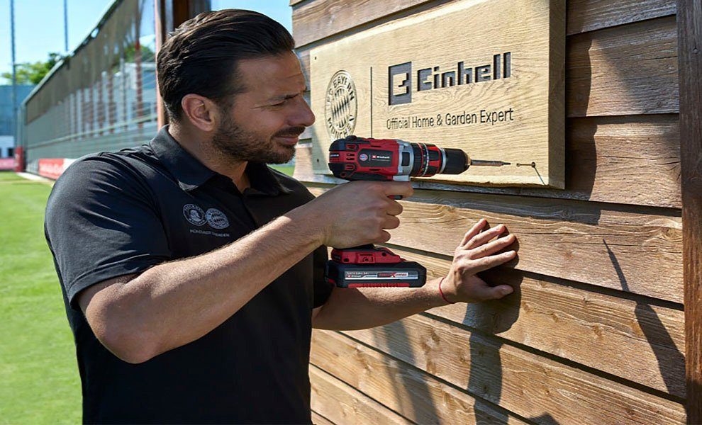 Einhell Akku-Schlagbohrschrauber TP-CD 18/50 Li-i BL - FC Bayern München,  max. 1800 U/min, mit 2 Akkus 18V/2,0 Ah, Ladegerät und Koffer