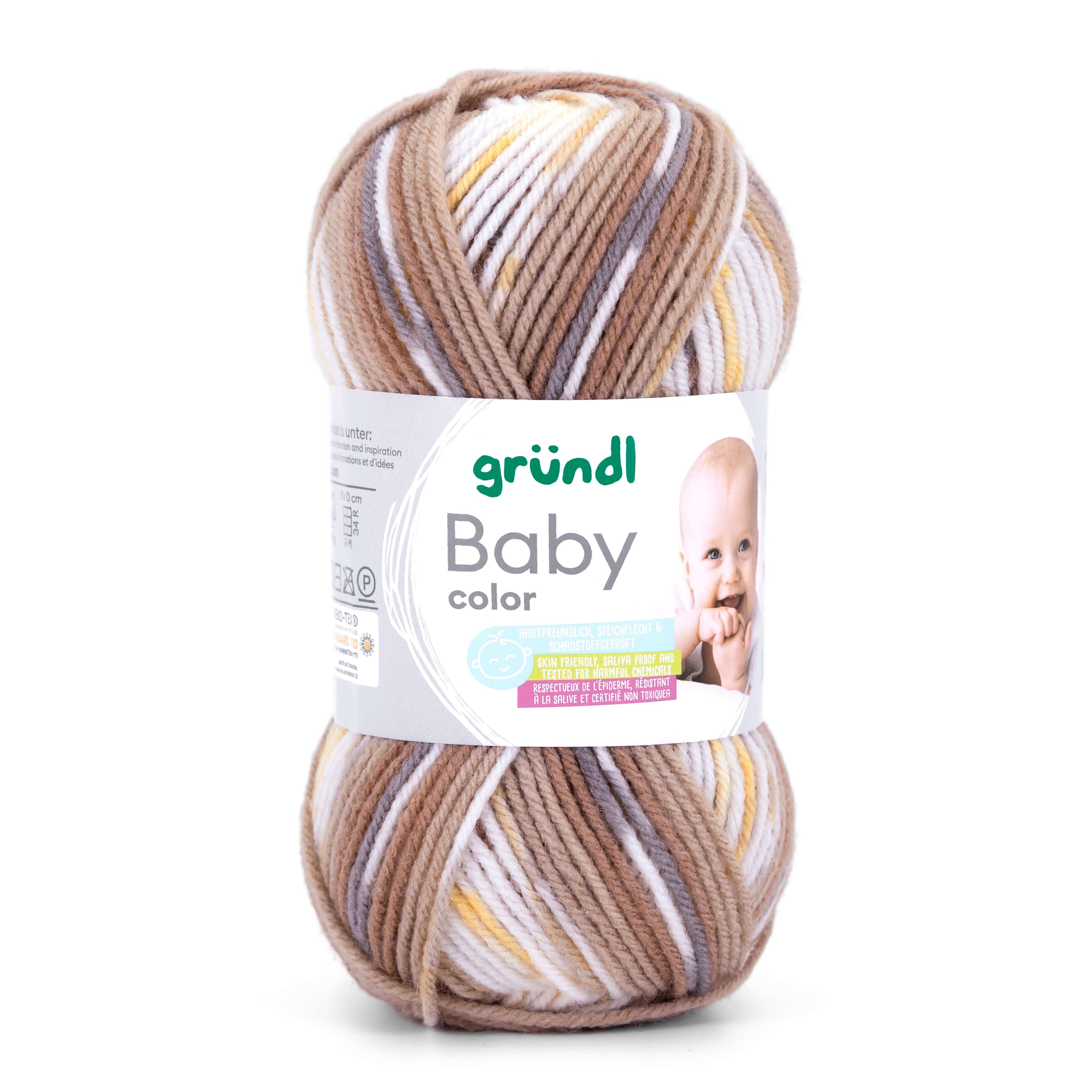 Gründl Wolle zum stricken und häkeln, Baby Color, selbstmusternd Häkelwolle, 150 m (50g Strickgarn Babywolle, mit Jacquard Effekt), 70 % Polyacryl, 30 % Polyamid