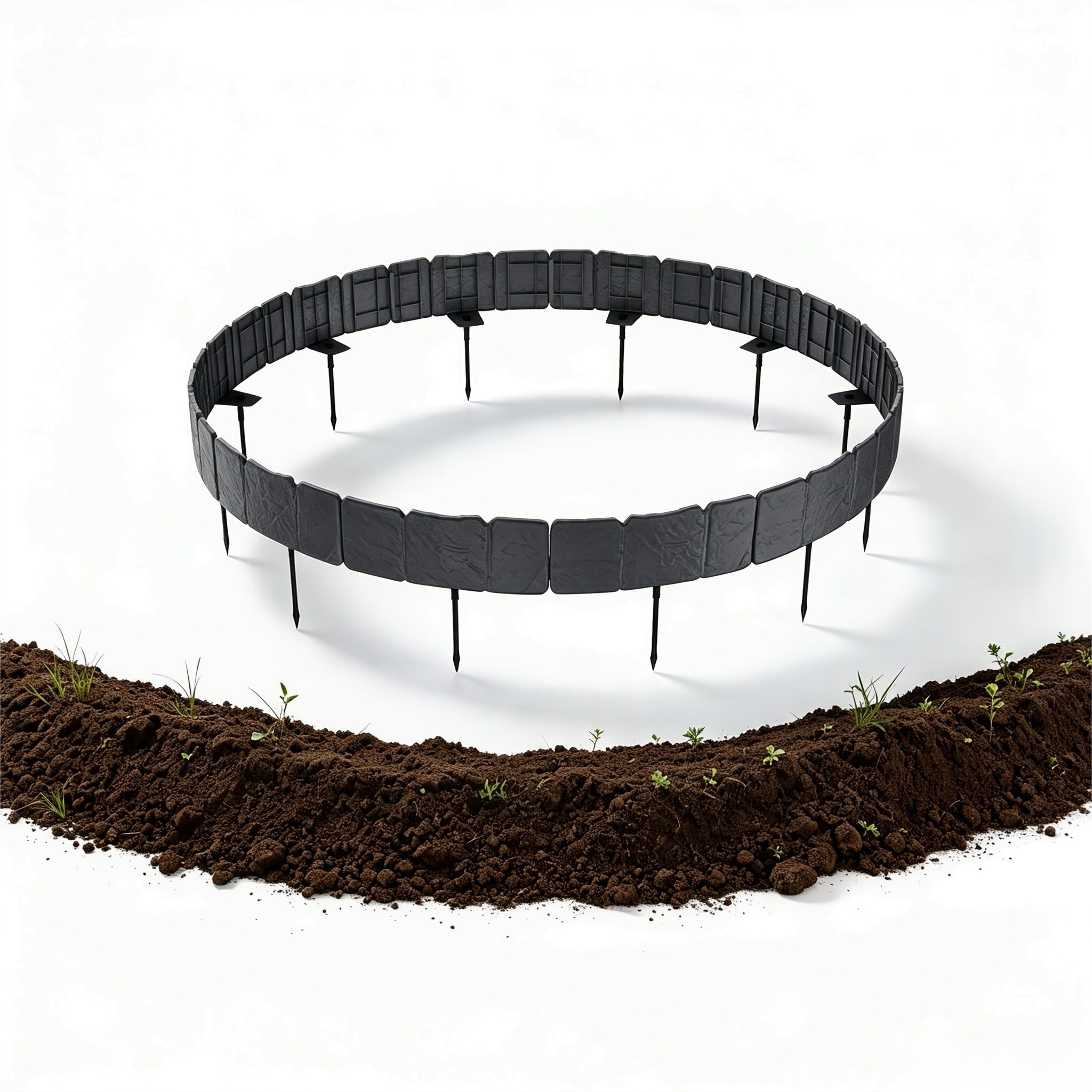 FIVMEN Rasenkante Beeteinfassung Kunstoff mit Bodenspikes Mähkante Palisade, für Blumen Gartenzaun Pro Stück 25x10cm (L x H)
