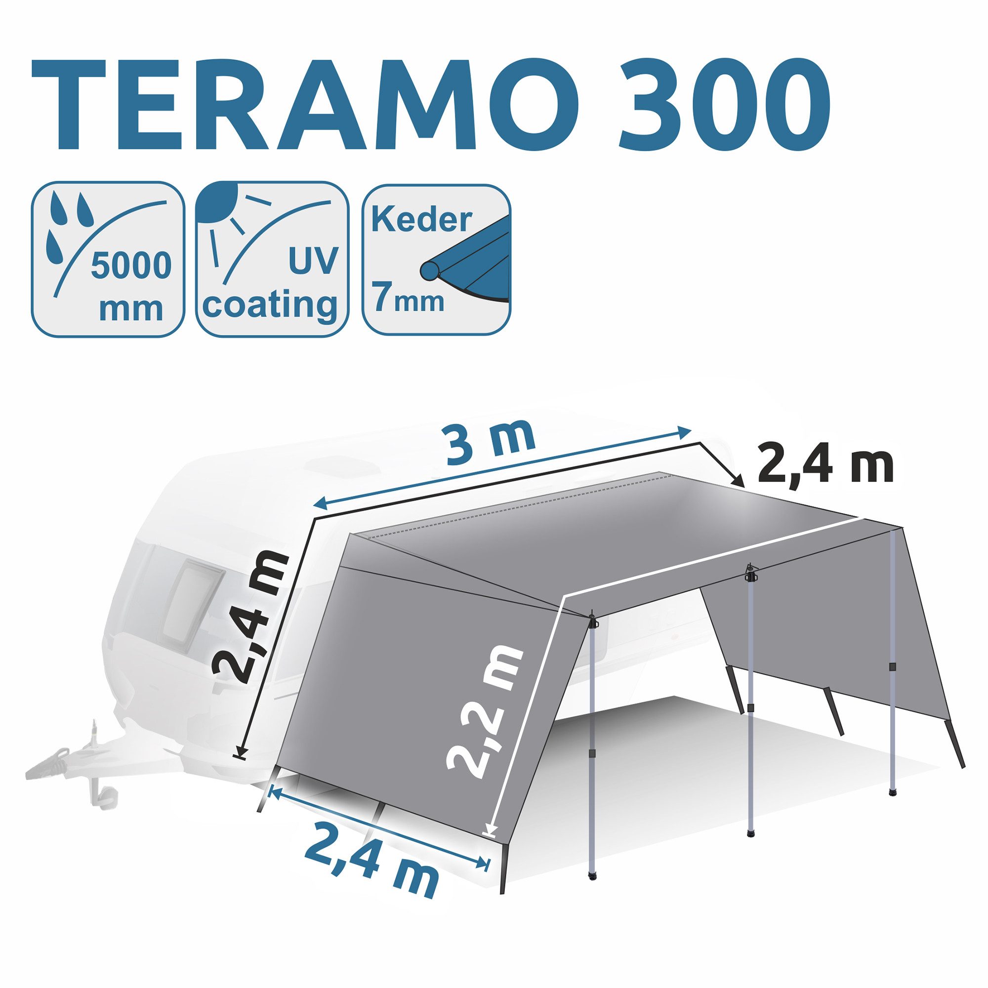 yourGEAR Vorzelt your GEAR Teramo 300 - Wohnwagen / Wohnmobil Sonnendach Tarp Vorzelt, Personen: 0