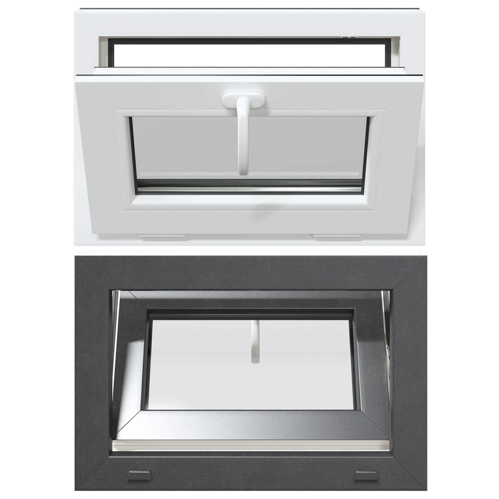 vidaXL Fenster Kellerfenster RISOR 60 x 40 cm PVC und Glas Anthrazit, (1 St)