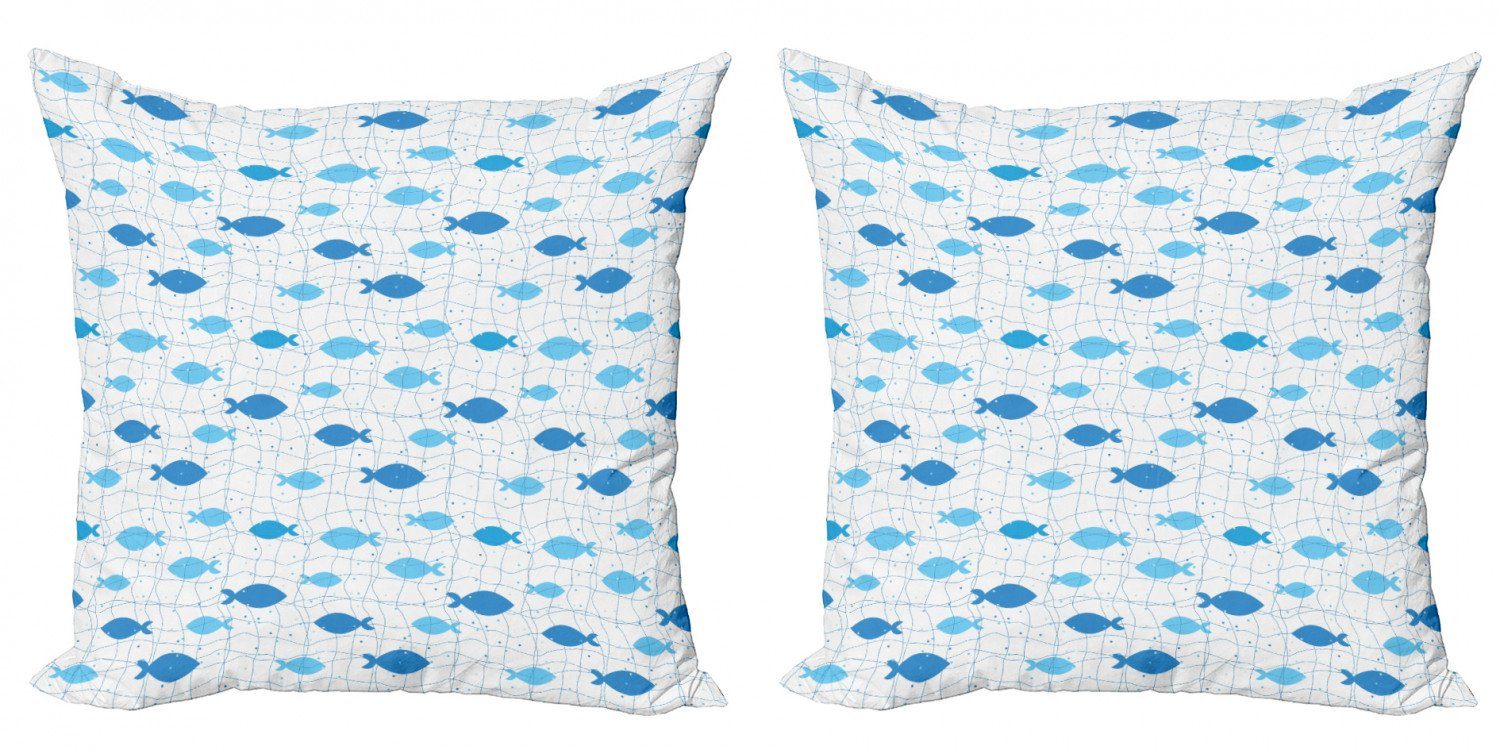 Kissenbezüge Modern Accent Doppelseitiger (2 Design Punkte Net Digitaldruck, Geometrische Stück), Fisch Abakuhaus