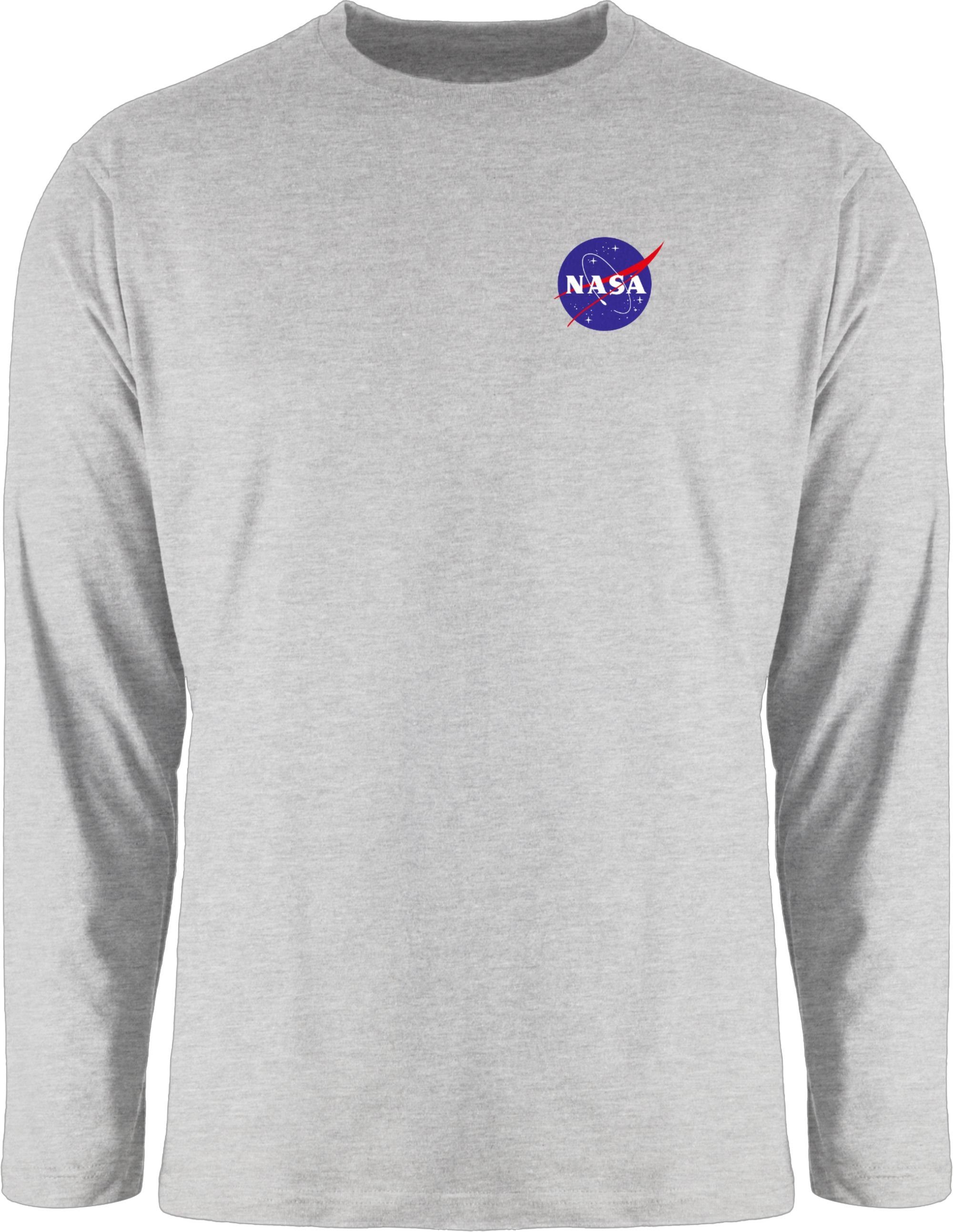 Shirtracer Rundhalsshirt NASA Logo Space 4 Grau Weltraum meliert Merchandise Weltall X Weltraum