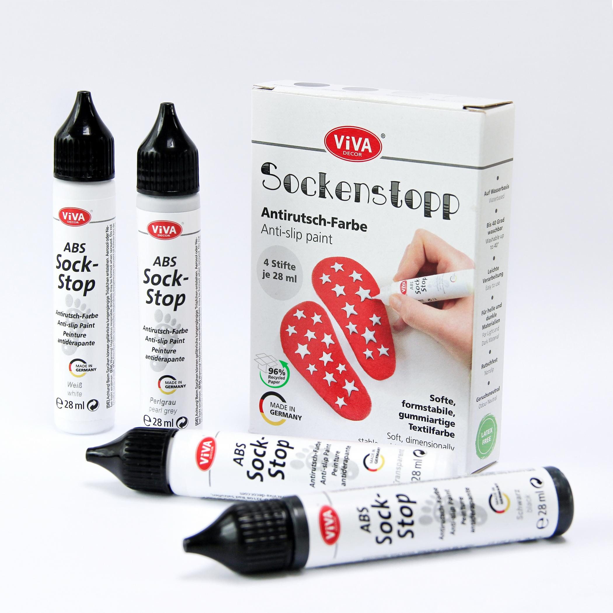 Viva Decor ABS-Socken ViVA DECOR Sockenstopp 4-er Set: Transparent, Schwarz, Weiß, Perlgrau
