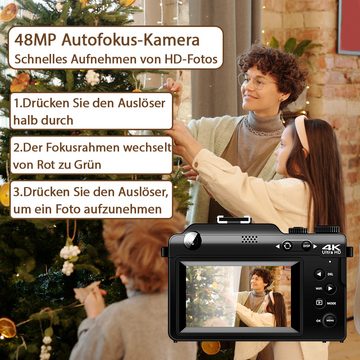 Fine Life Pro X9 Kompaktkamera (48 MP, WLAN (Wi-Fi), Fotokamera mit Front- und Rückobjektiv, 8 integrierte Farbfilter)