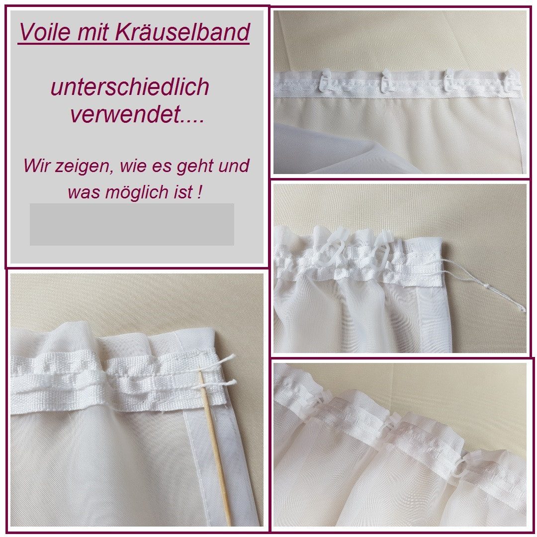 novumfix Gardine Voile weiß Kräuselband verschiedene Längen, transparent, transparent