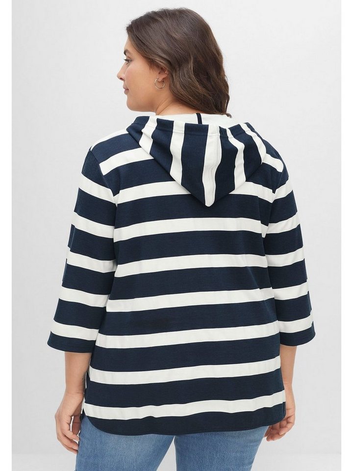 Sheego 3/4-Arm-Shirt Große Größen mit Kapuze, aus reiner Baumwolle