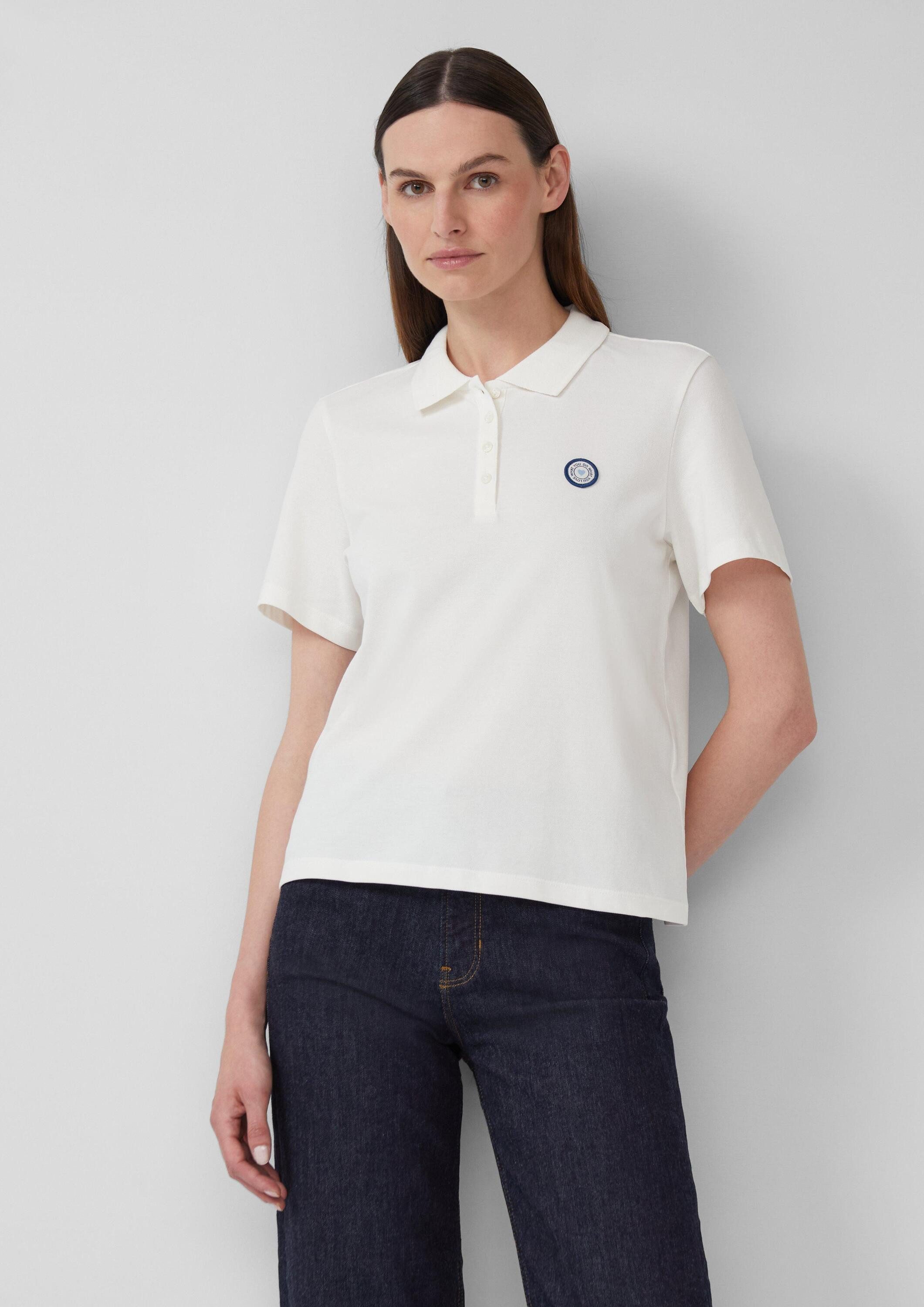 s.Oliver Kurzarmshirt T-Shirt Verkürztes Pique-Poloshirt mit Patch günstig online kaufen