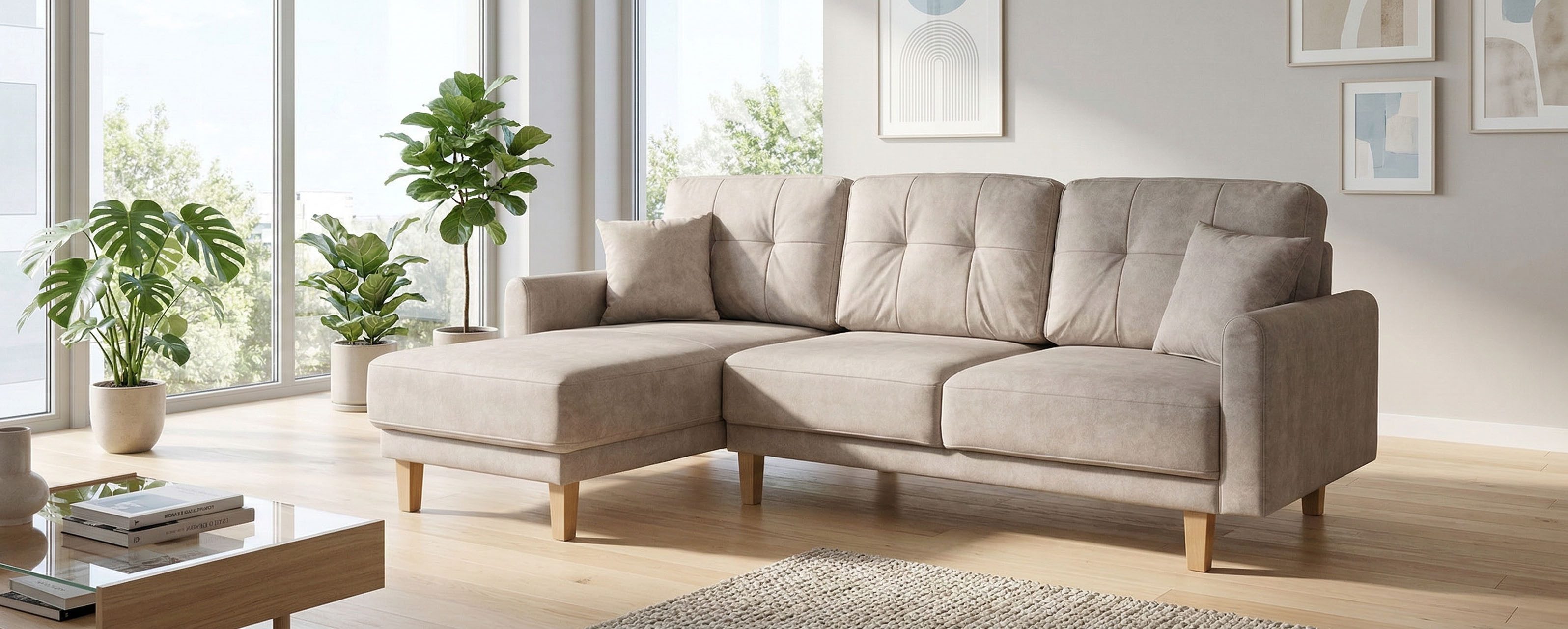 Home affaire Ecksofa TRIPLO optionale Schlafsofa mit Bettkasten, Maße B/T/H: 234/164/89 cm, L-Form wahlweise mit Bettfunktion - Liegefläche 132x210 cm