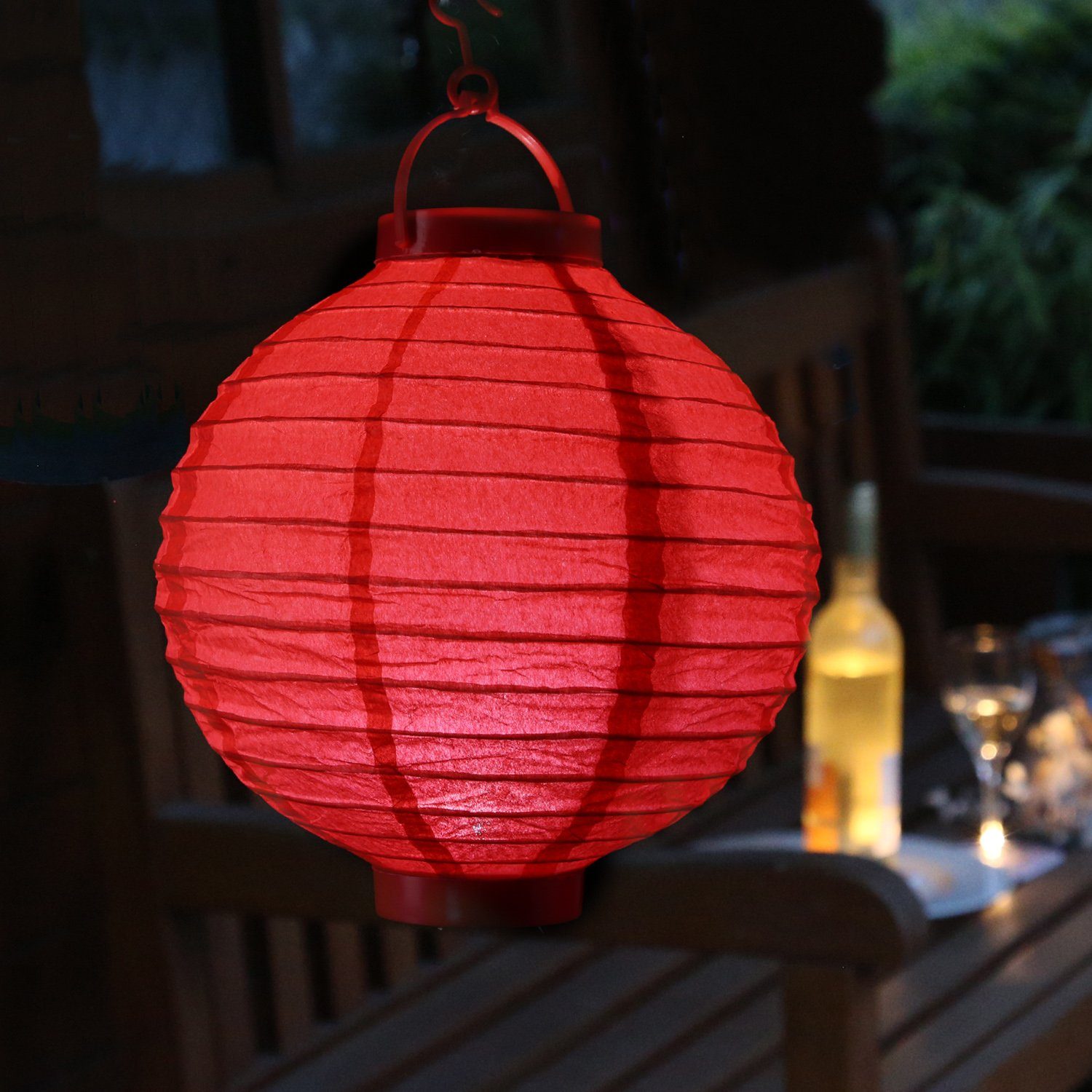 MARELIDA LED Lampion LED Lampion kaltweiße LED D: 20cm Kugel Laterne Partylampion rot, LED Classic, kaltweiss (5300K bis 6000K)