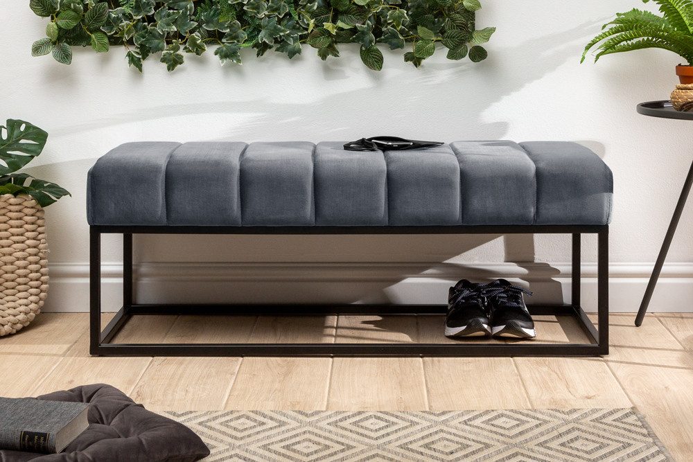 riess-ambiente Sitzbank PETIT BEAUTÉ 110cm silbergrau / schwarz (Einzelartikel, 1-St), Flur · Samt · Metall · Schlafzimmer · Design
