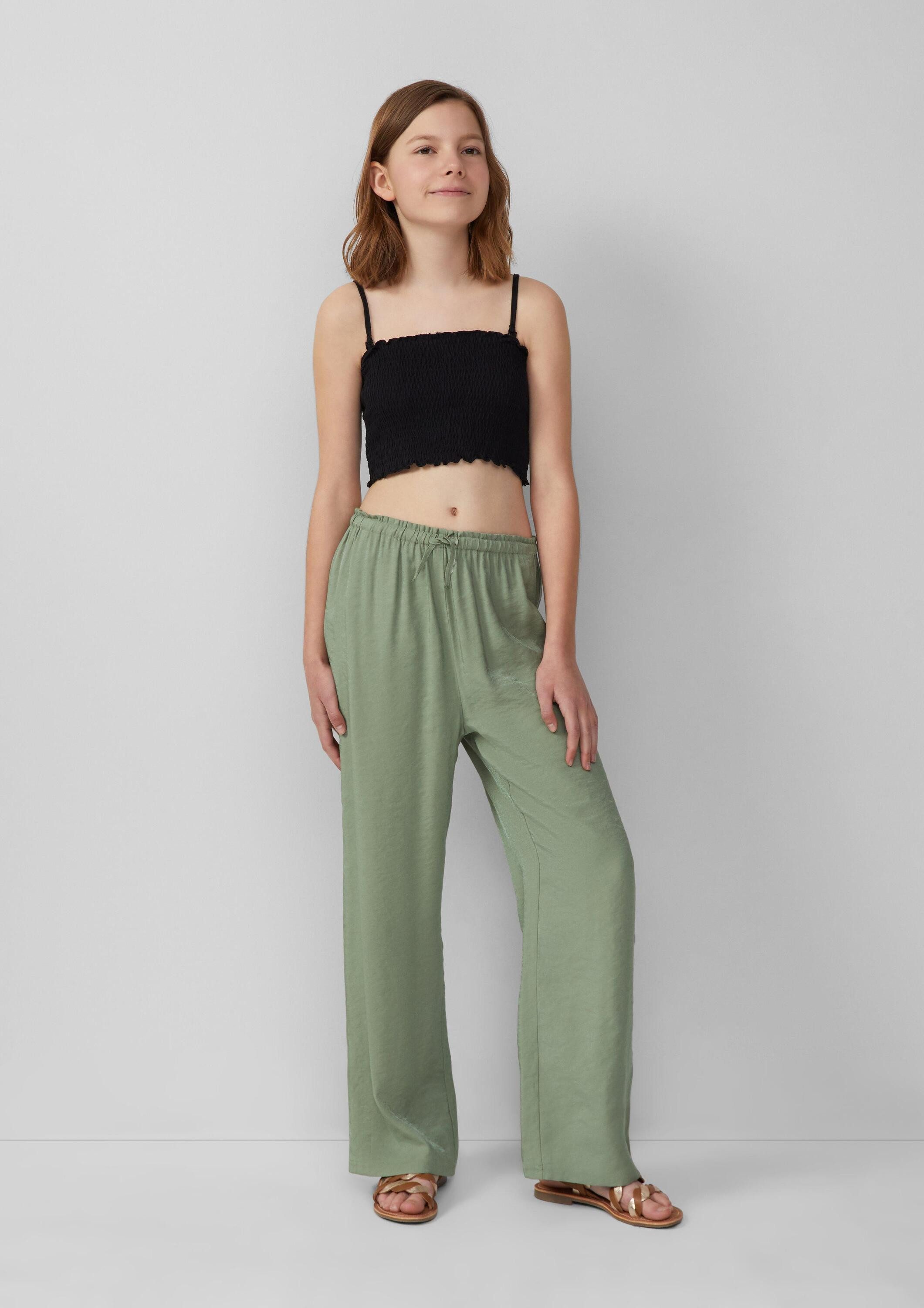 s.Oliver Muskelshirt T-Shirt Gesmoktes Crop-Top mit abnehmbaren Spaghettiträgern