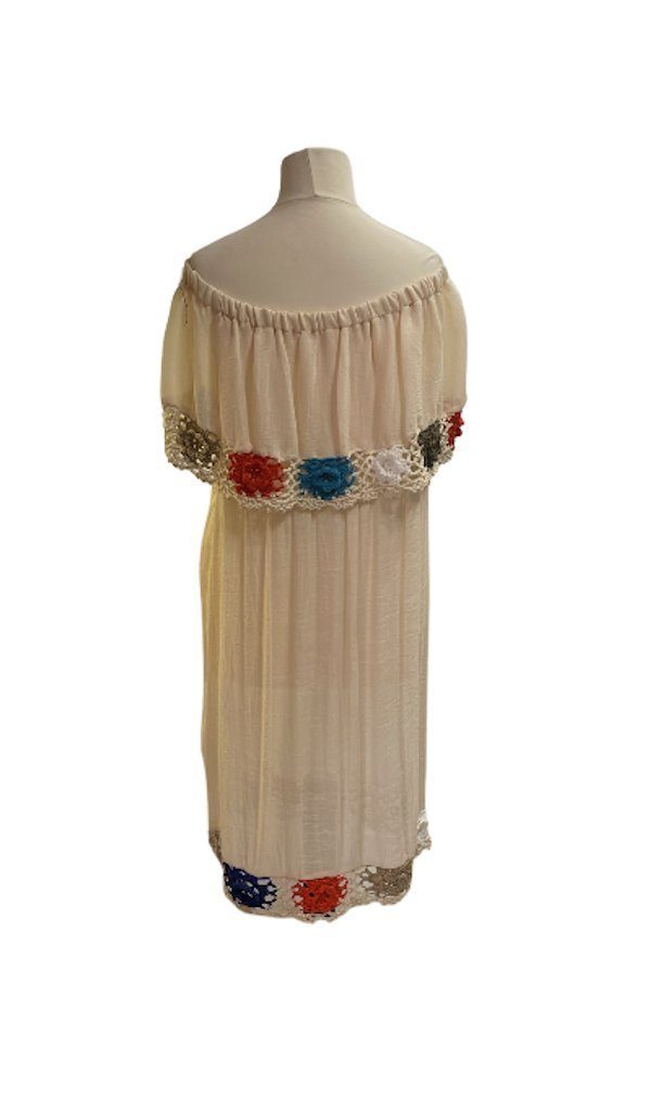 BZNA Strandkleid Strandkleid Schulterfrei Häkel Details